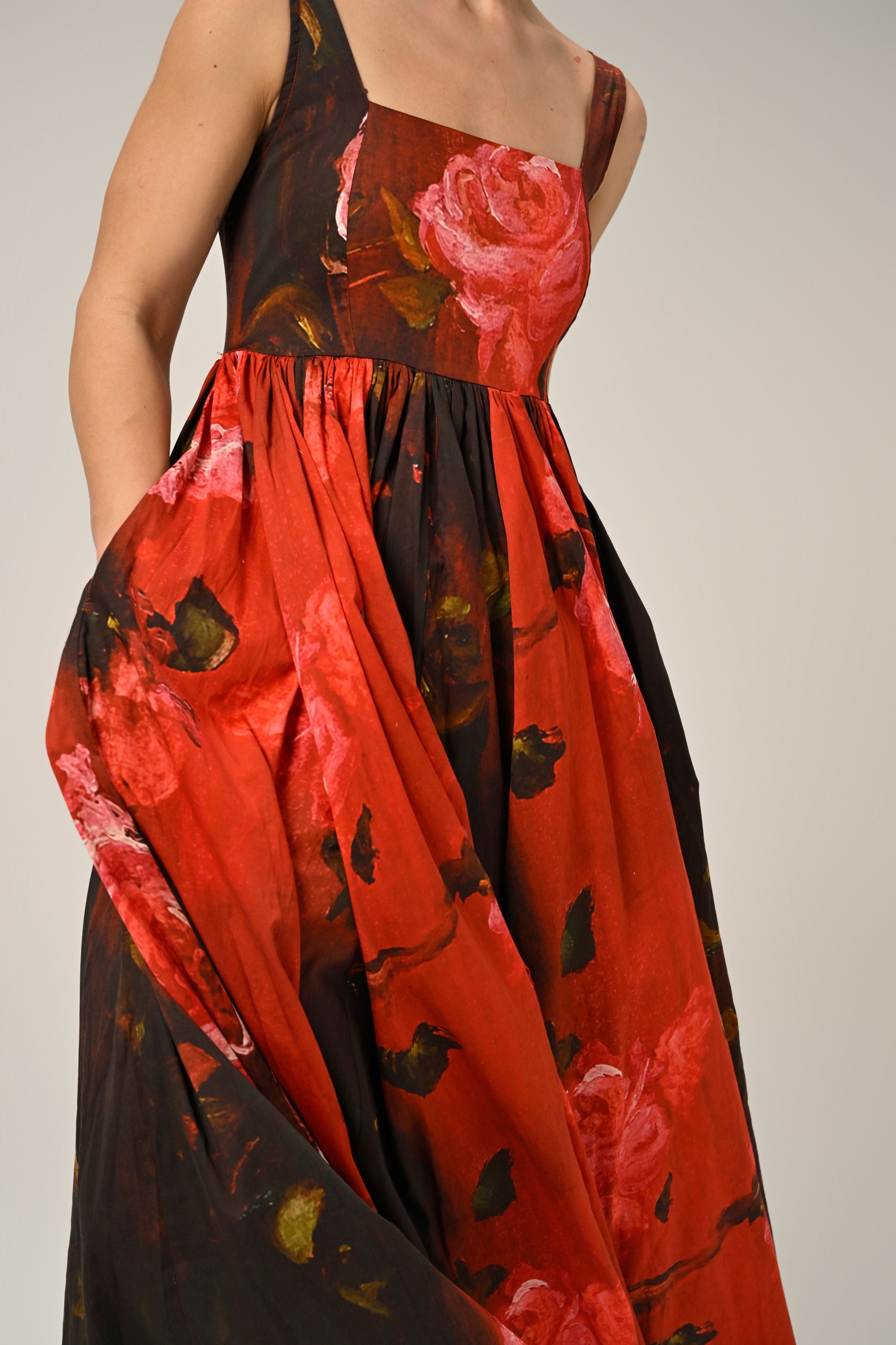 Crimson Bloom Maxi Dress
