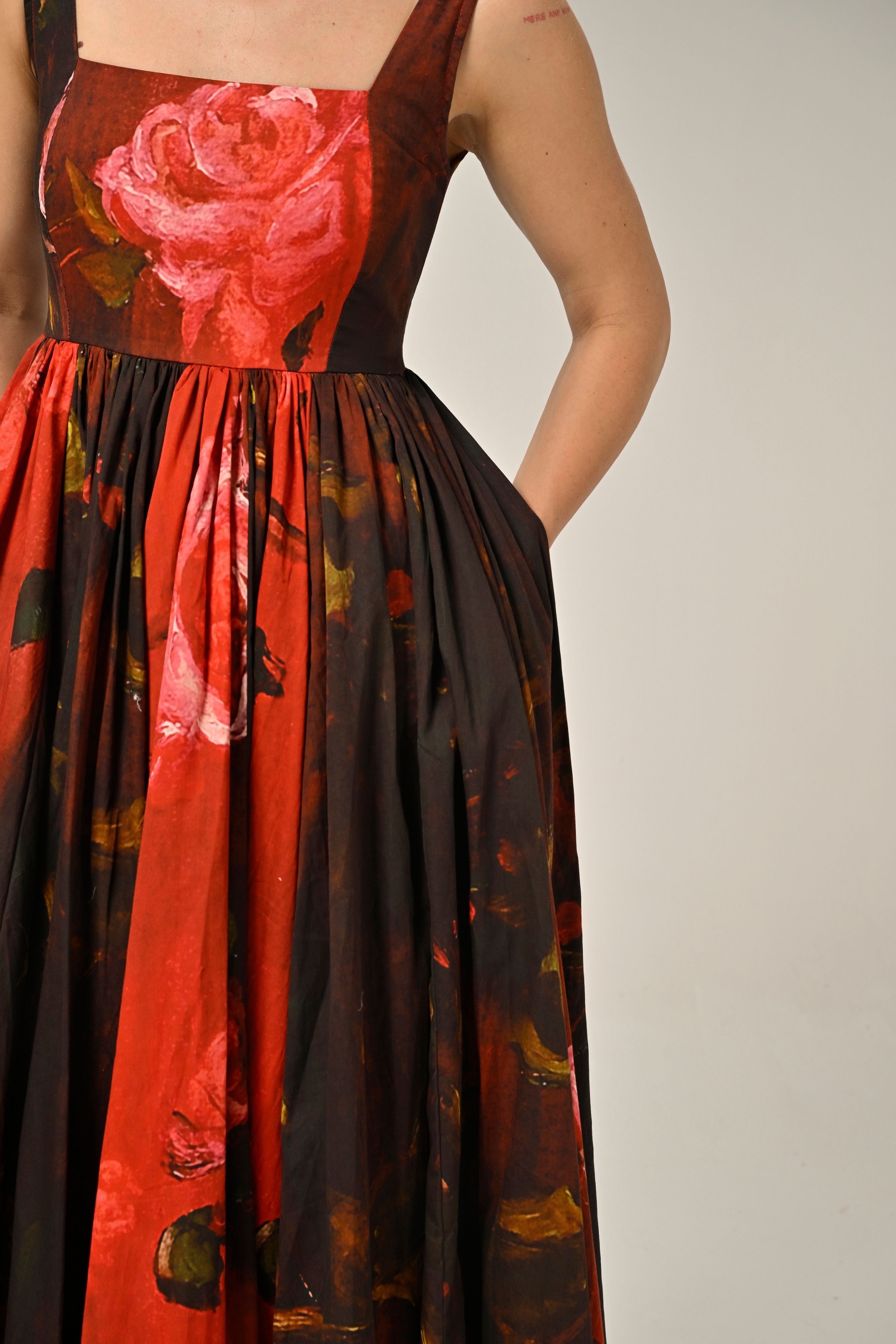Crimson Bloom Maxi Dress