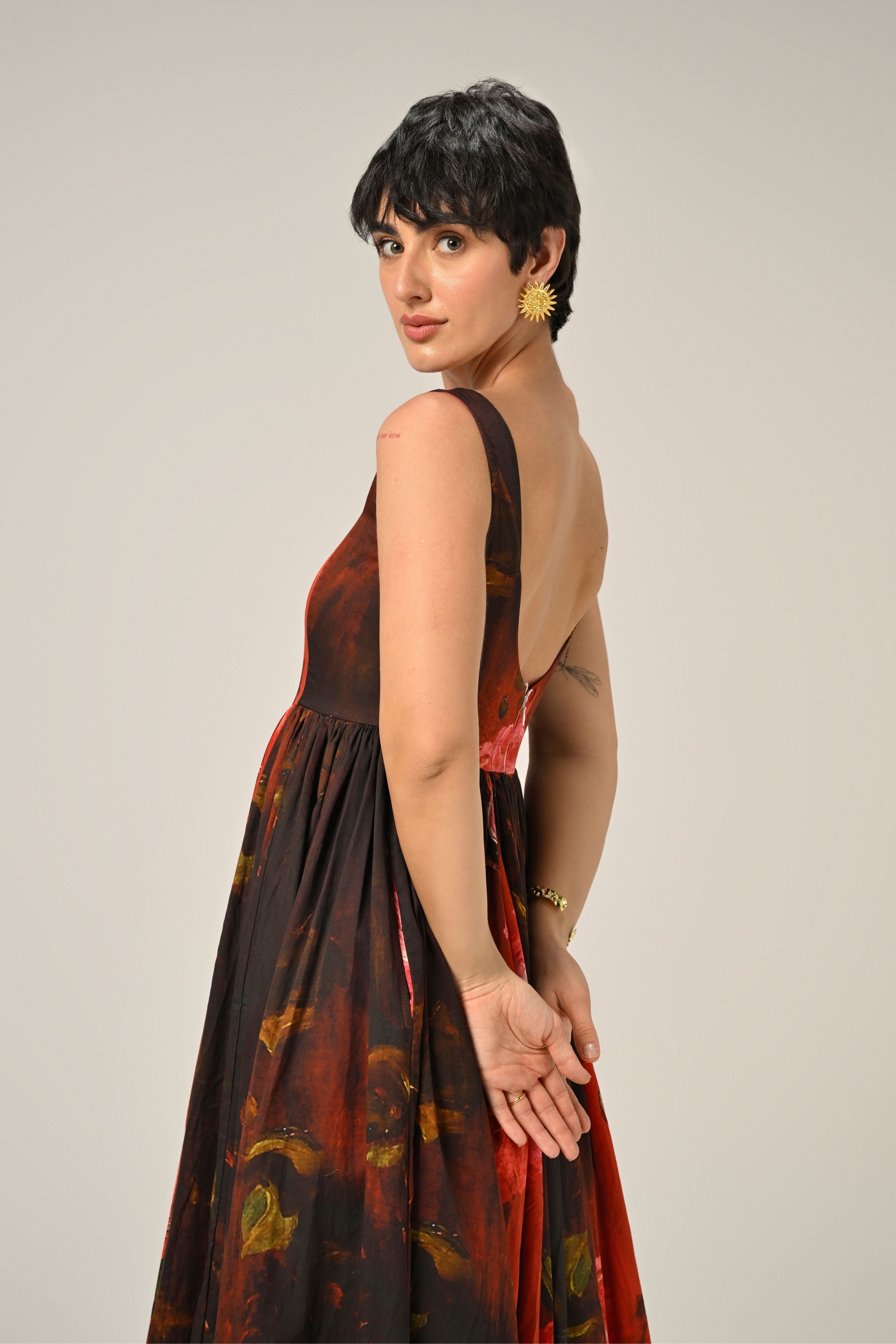 Crimson Bloom Maxi Dress