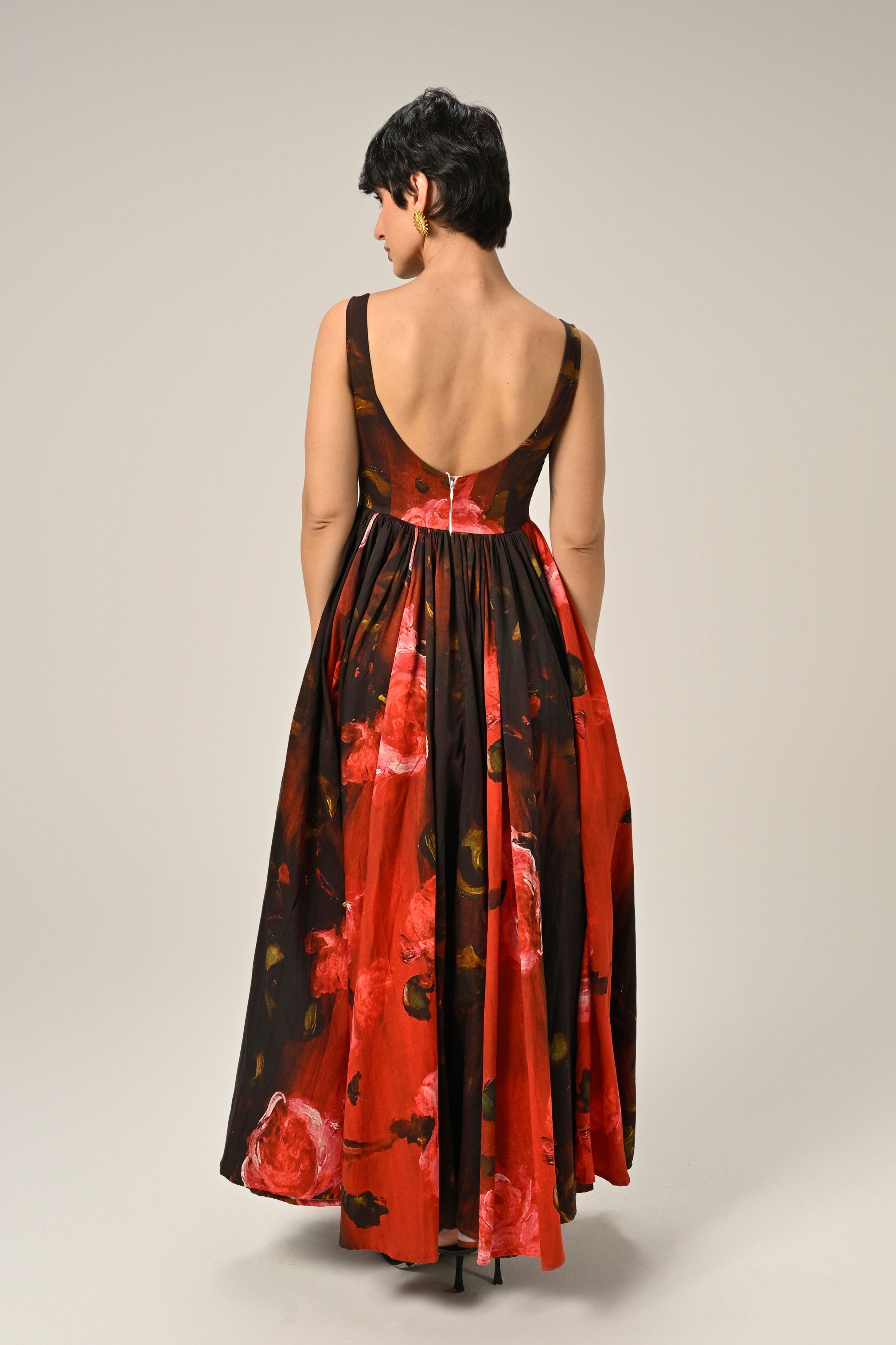 Crimson Bloom Maxi Dress