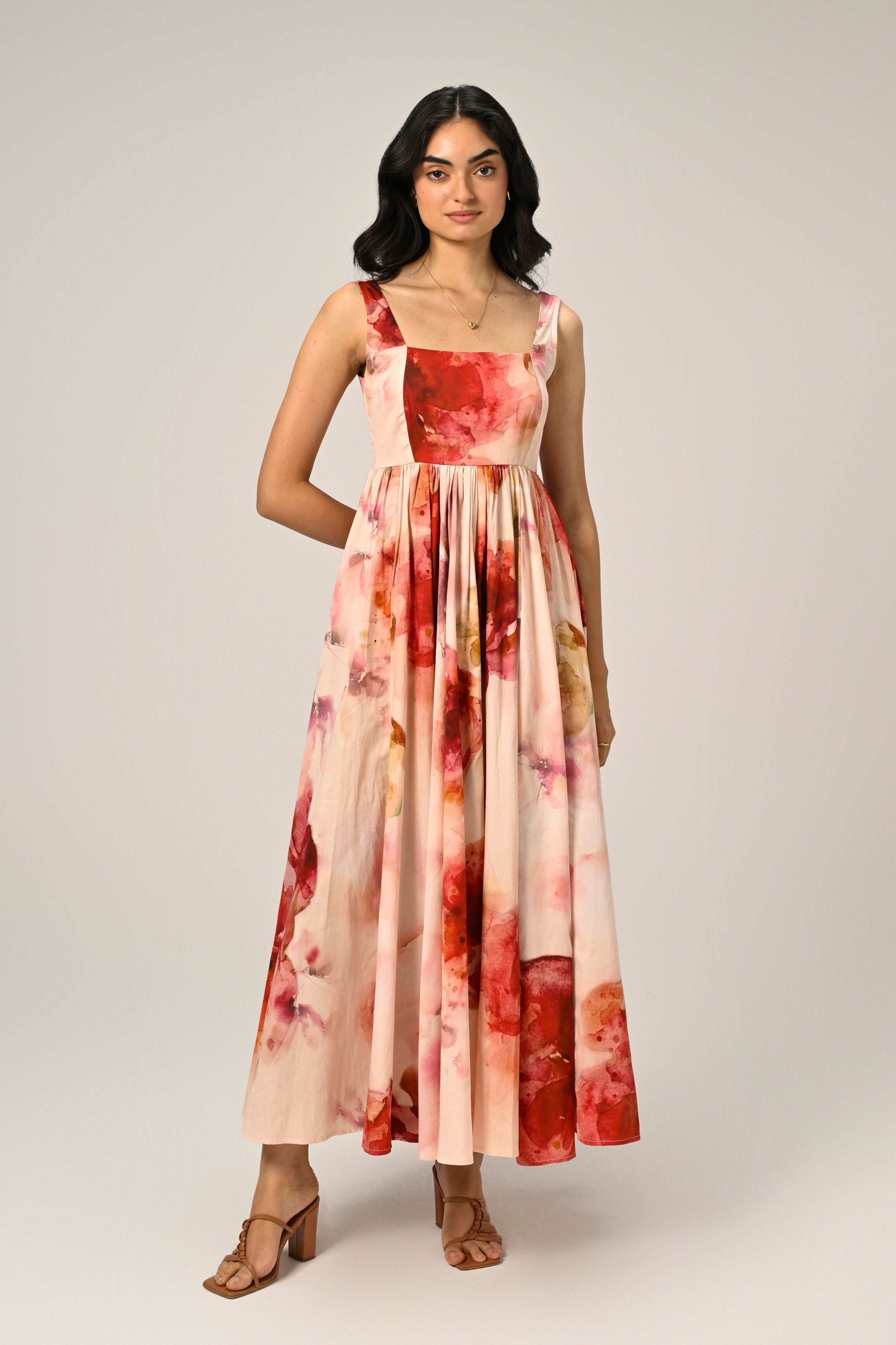 Rosé Mist Painterly Maxi Dress