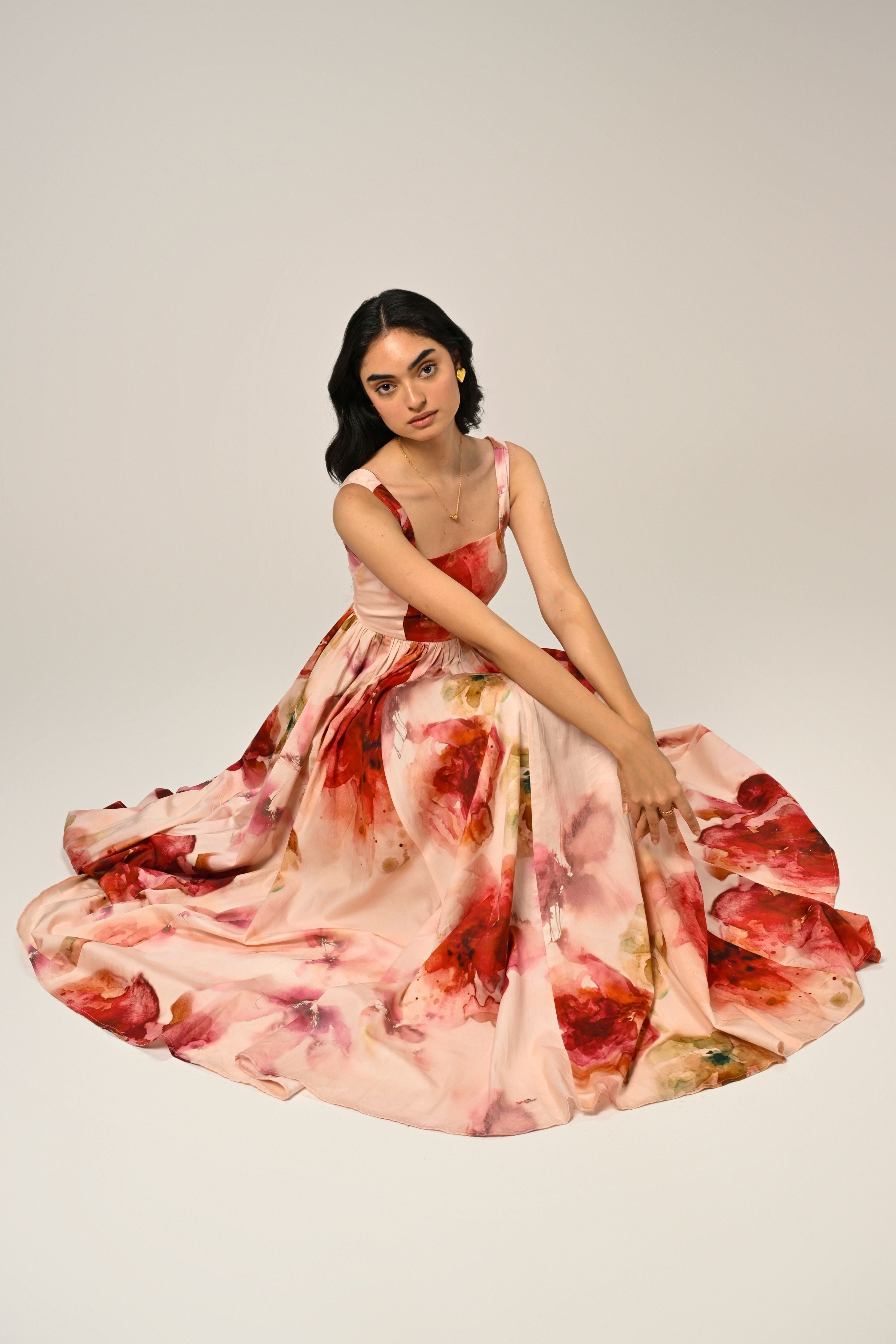 Rosé Mist Painterly Maxi Dress