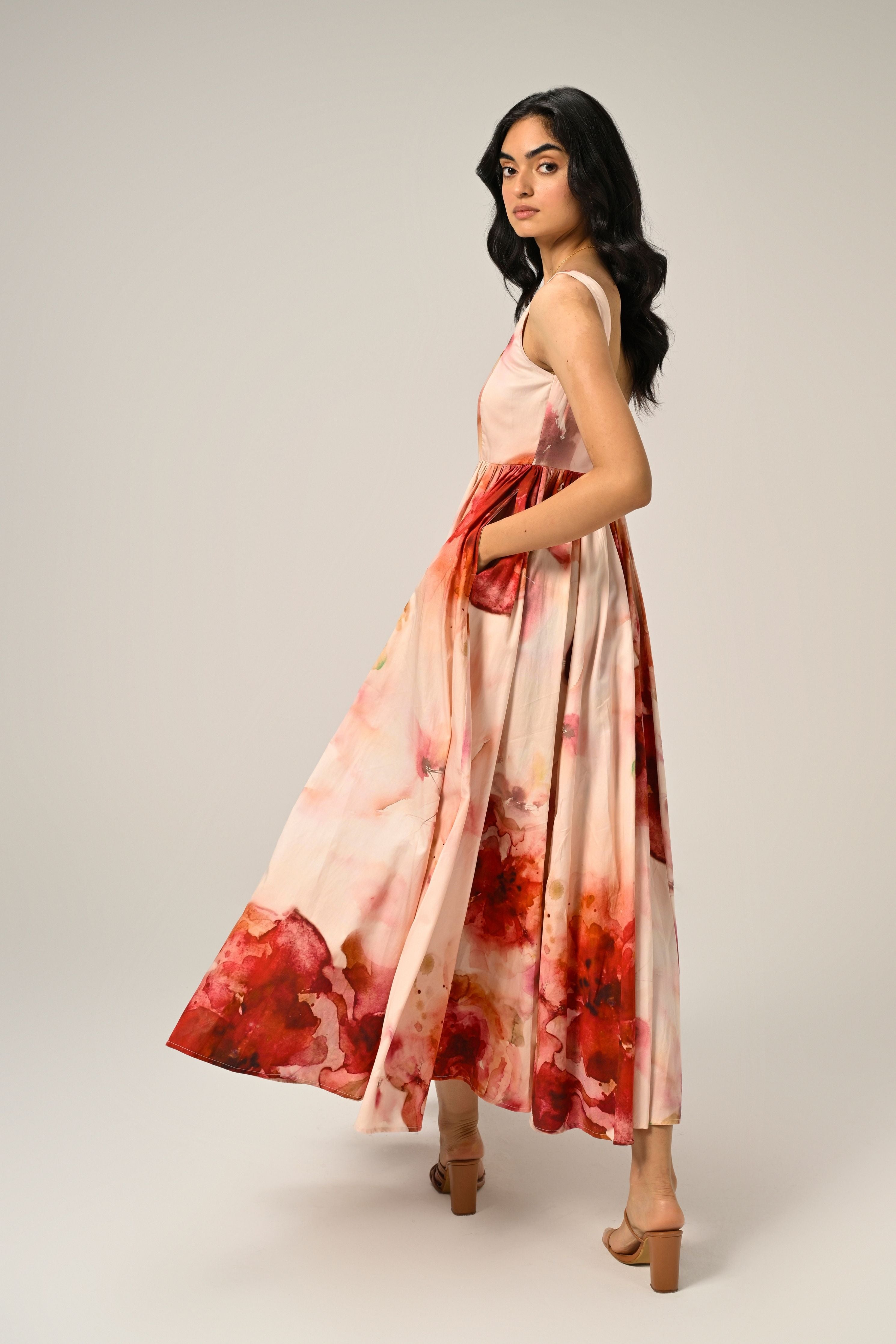 Rosé Mist Painterly Maxi Dress