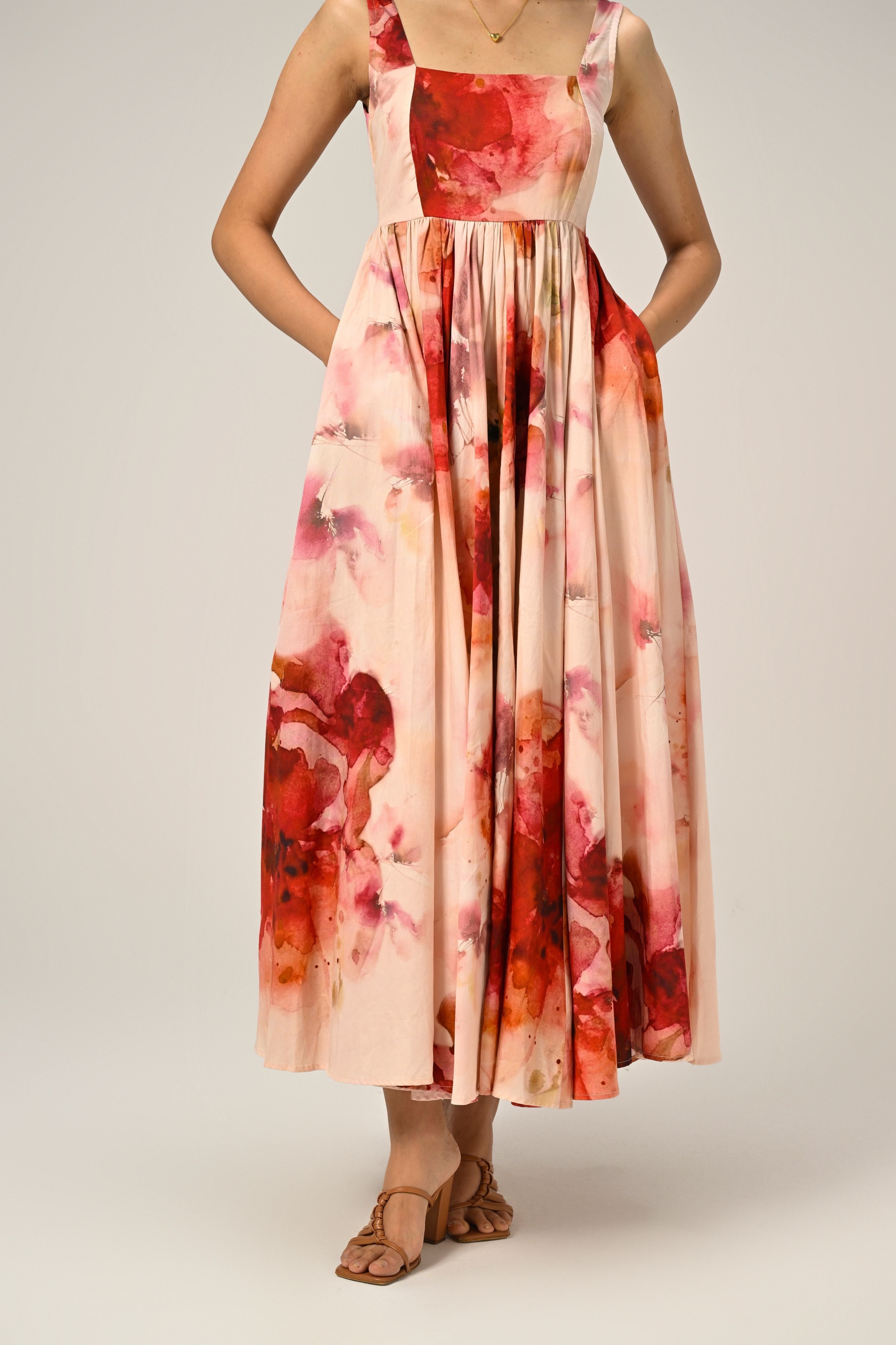 Rosé Mist Painterly Maxi Dress