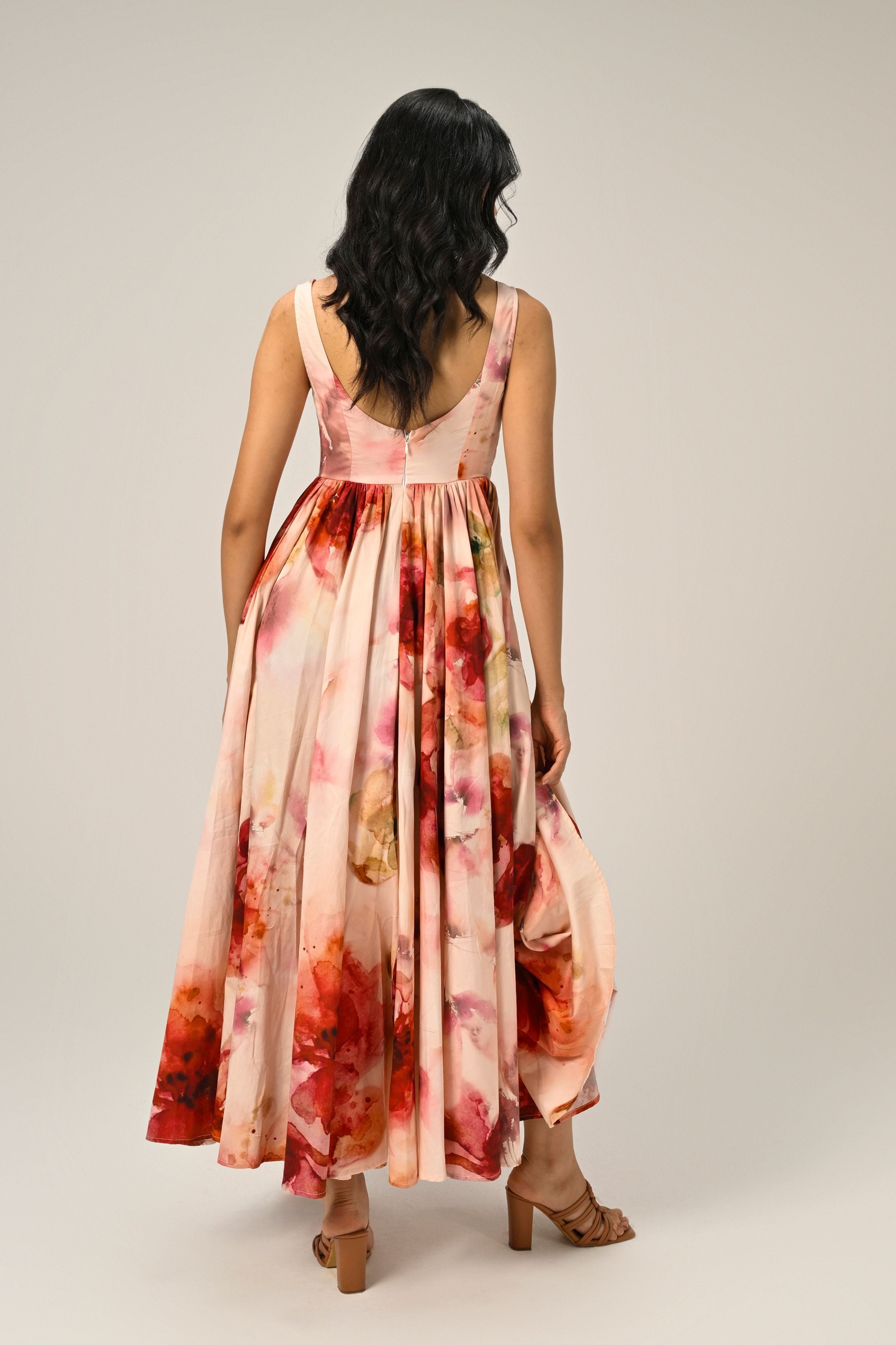 Rosé Mist Painterly Maxi Dress