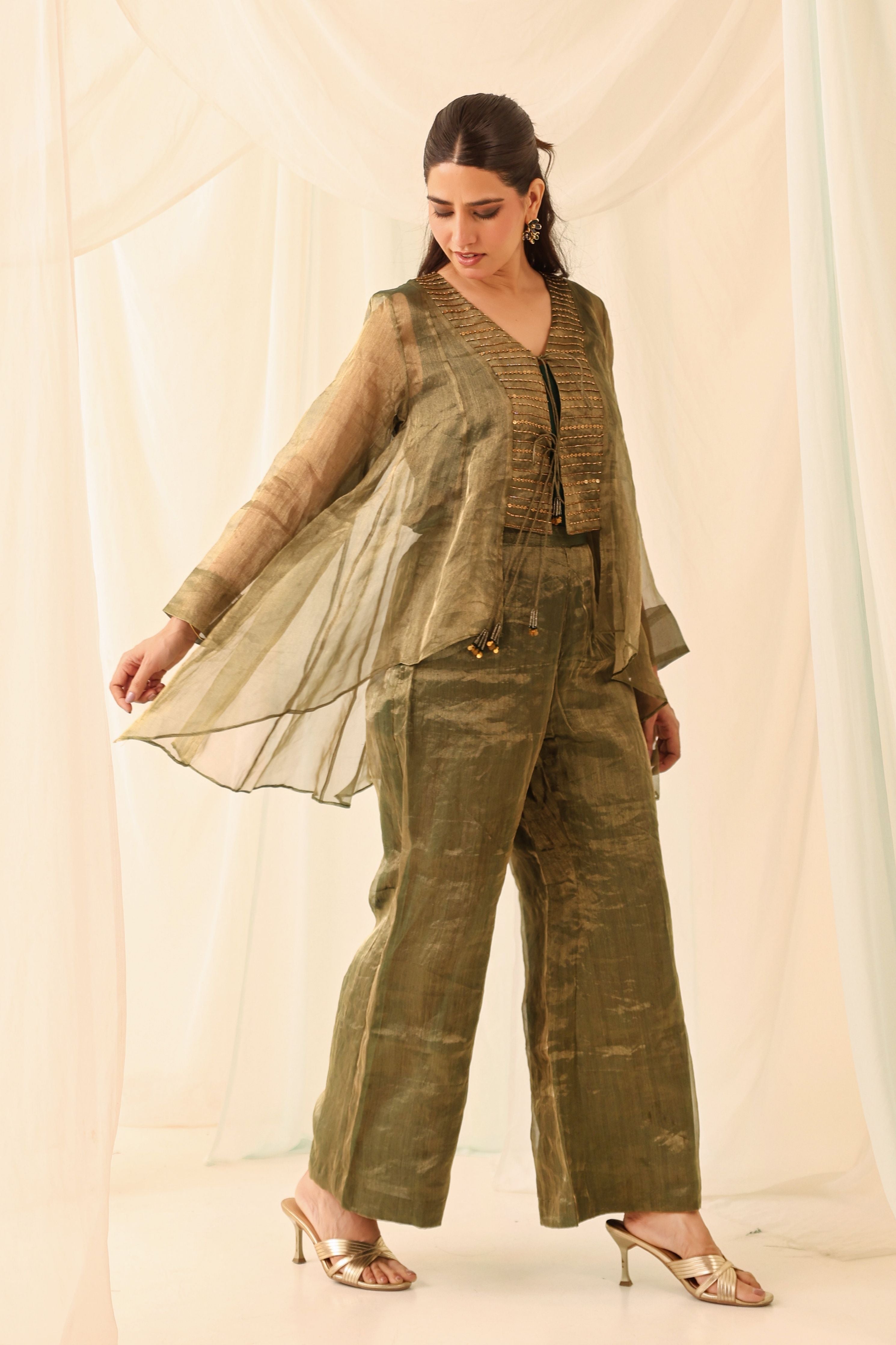 Green Embroidered Co-Ord Set