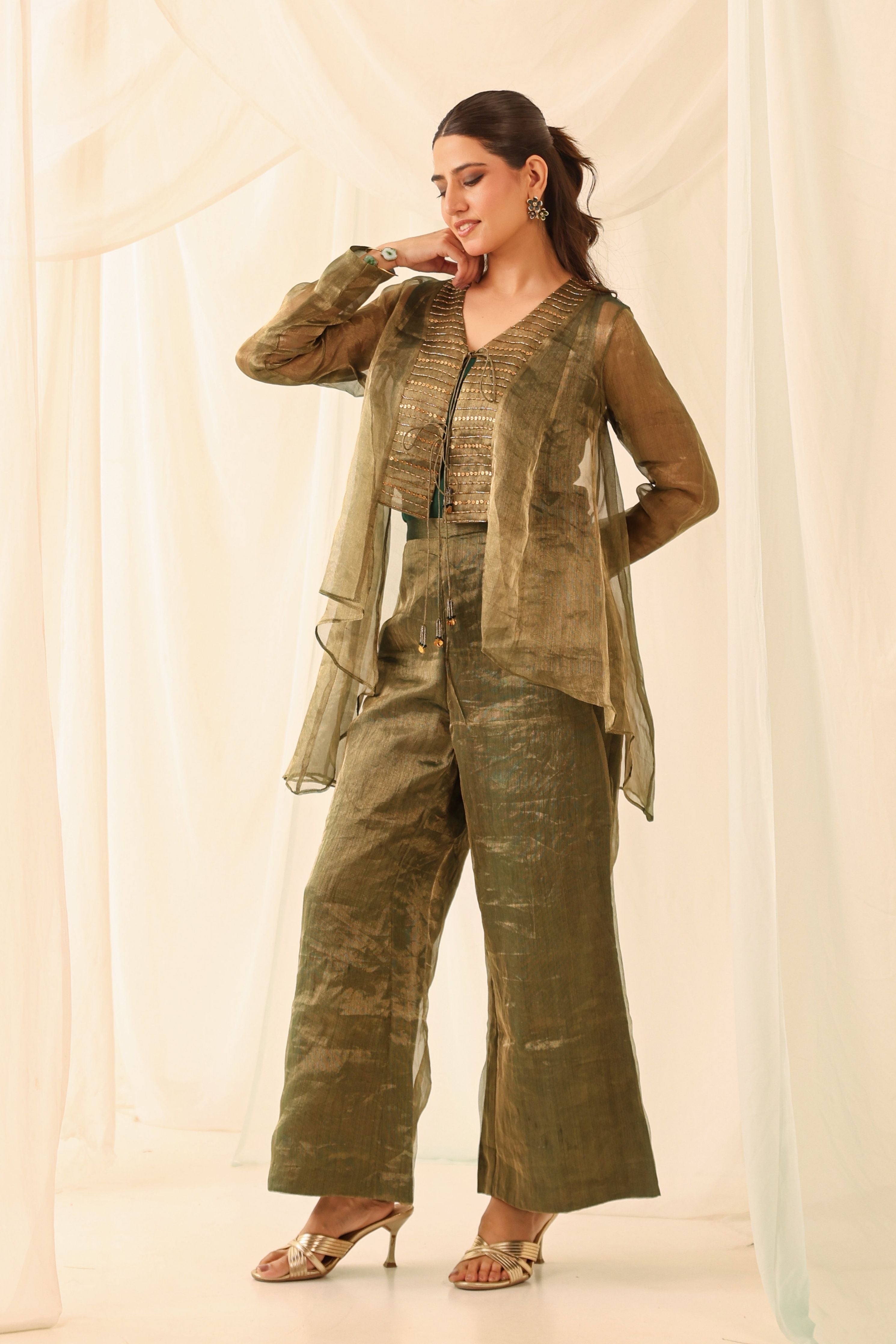 Green Embroidered Co-Ord Set