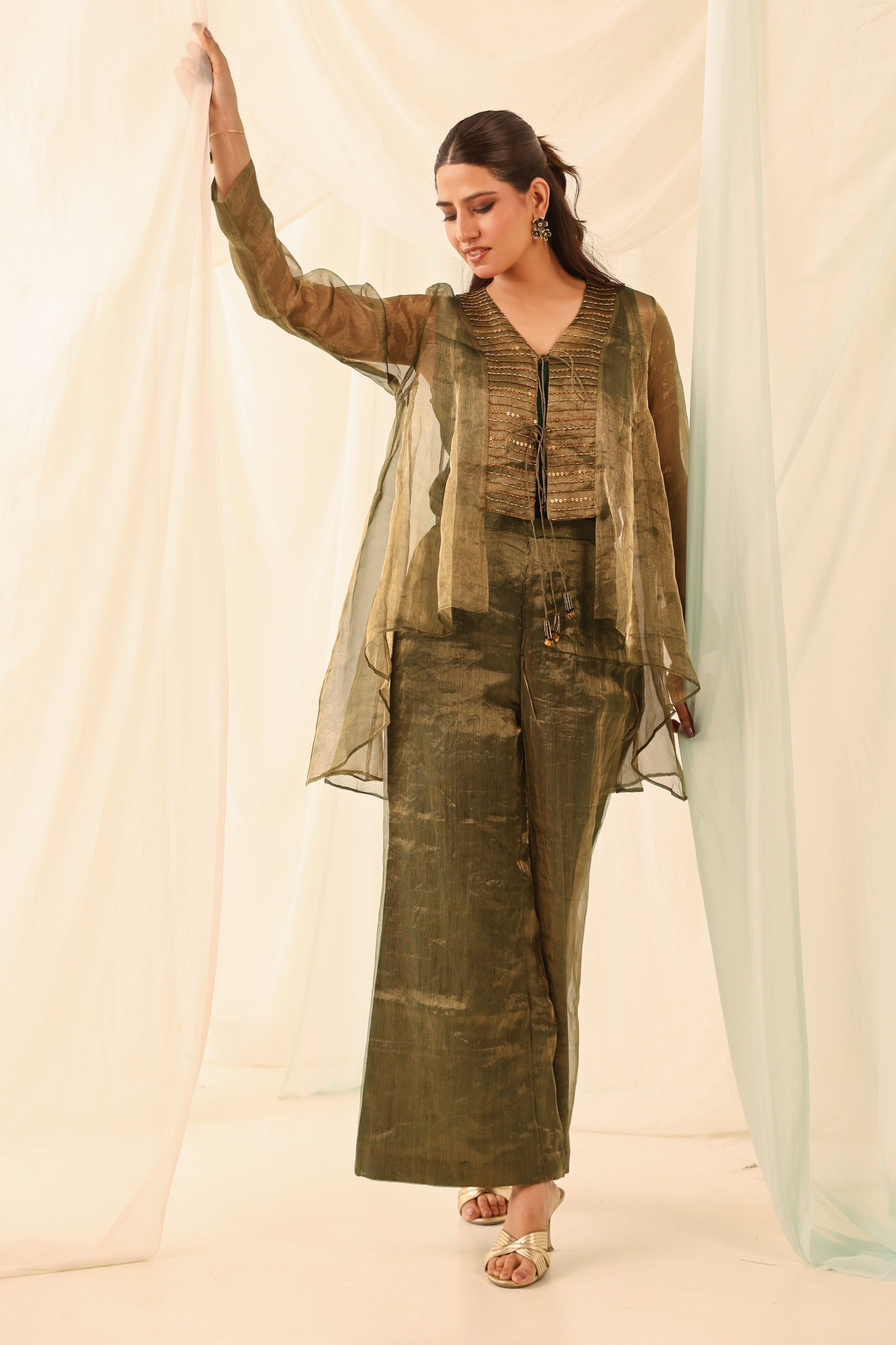 Green Embroidered Co-Ord Set