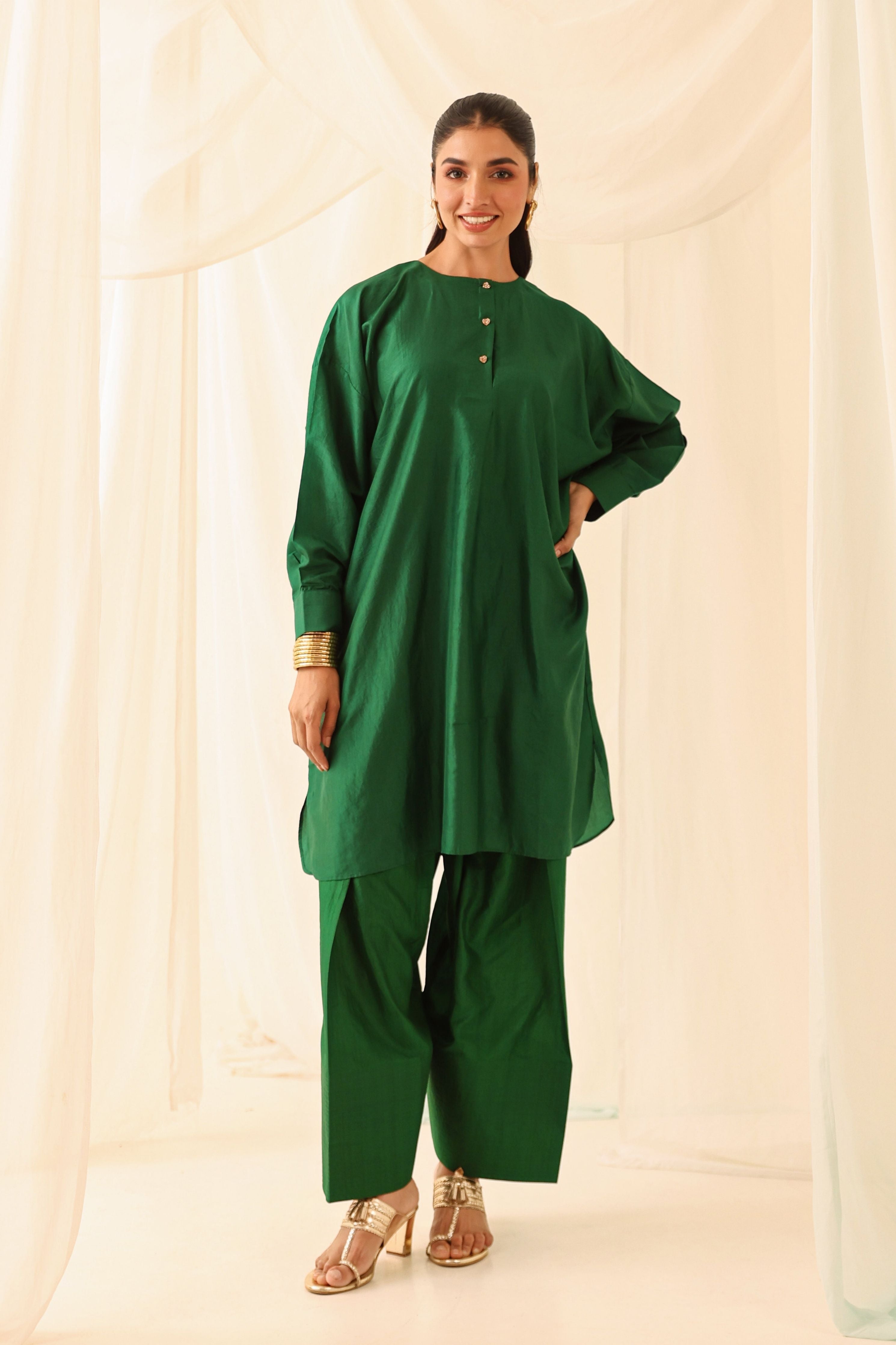 Green Silk Co-Ord Set