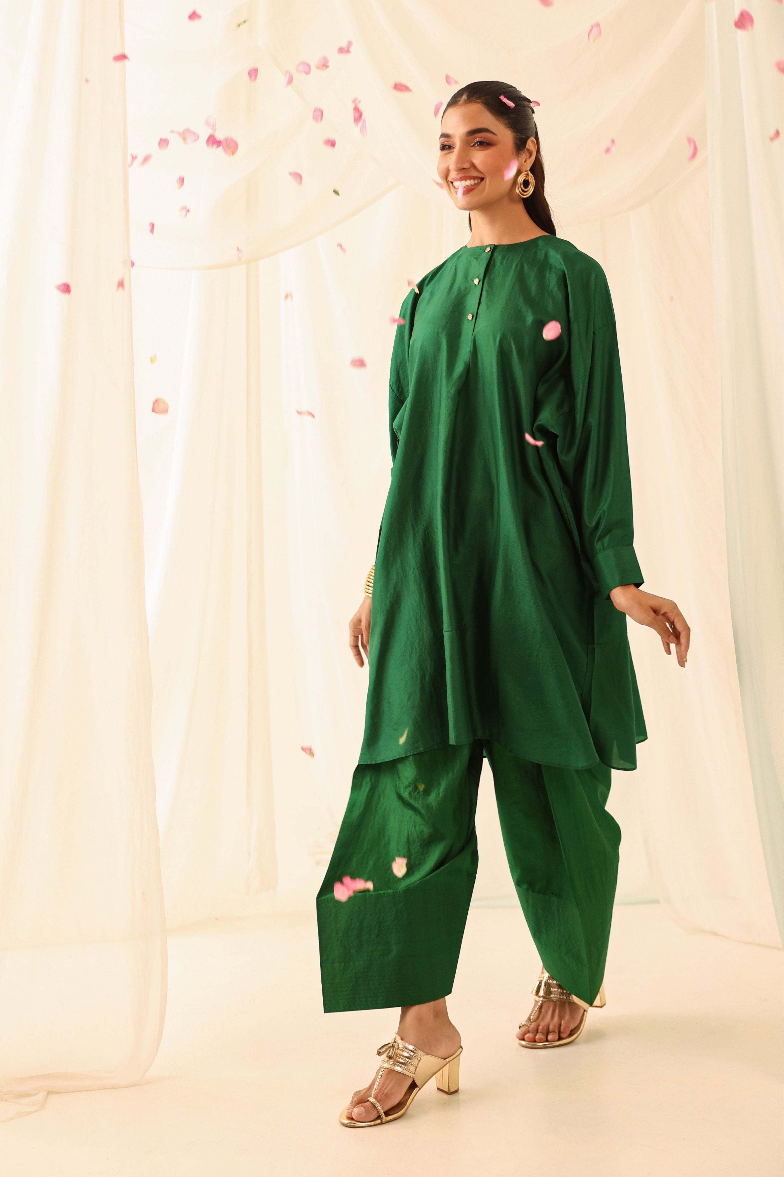 Green Silk Co-Ord Set