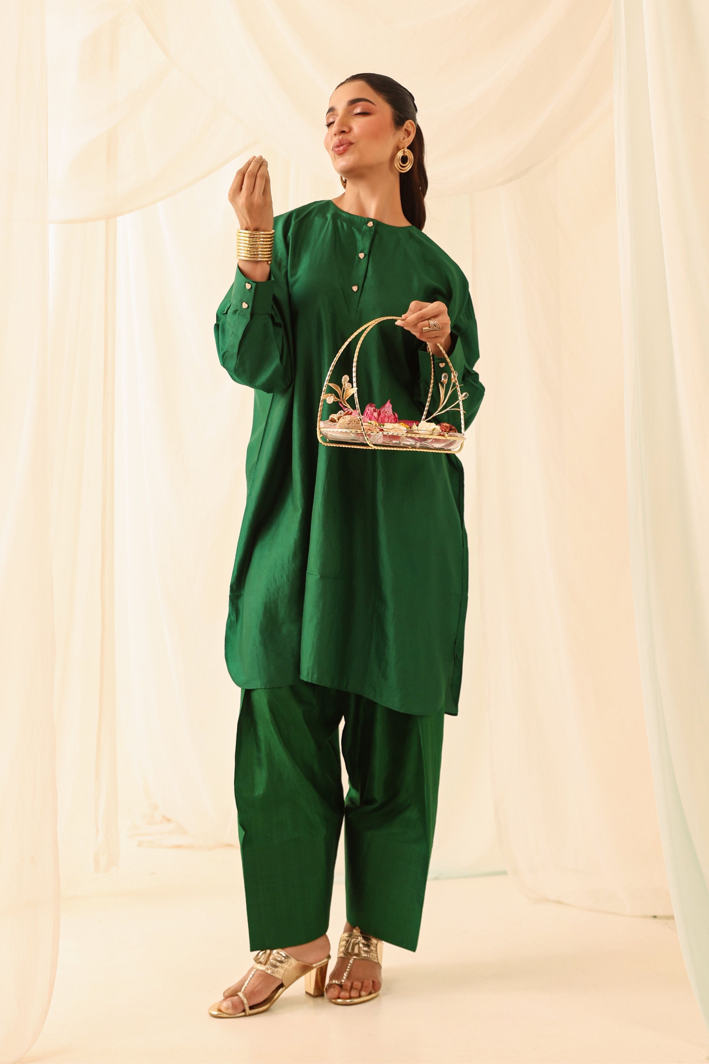 Green Silk Co-Ord Set