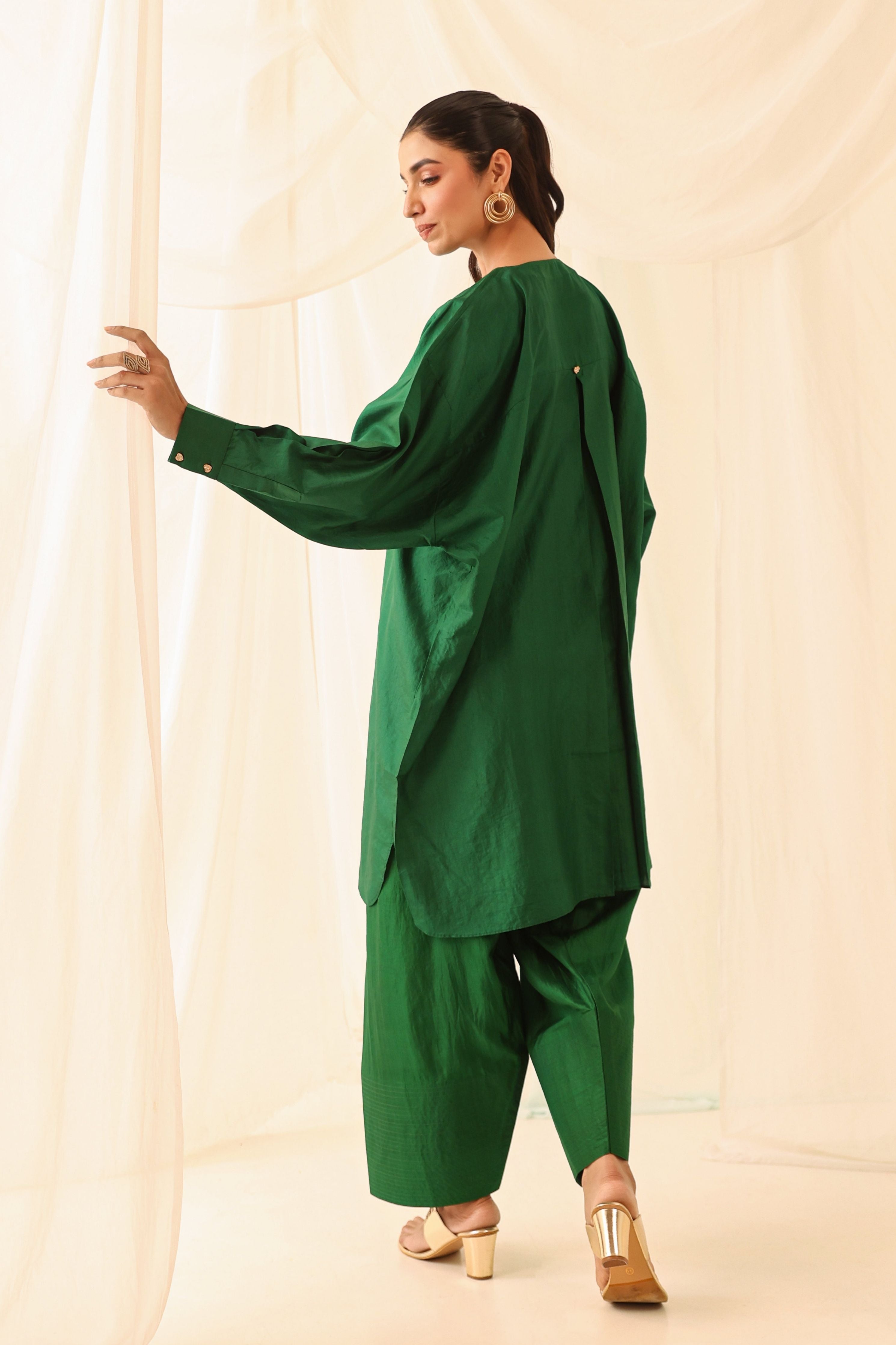 Green Silk Co-Ord Set