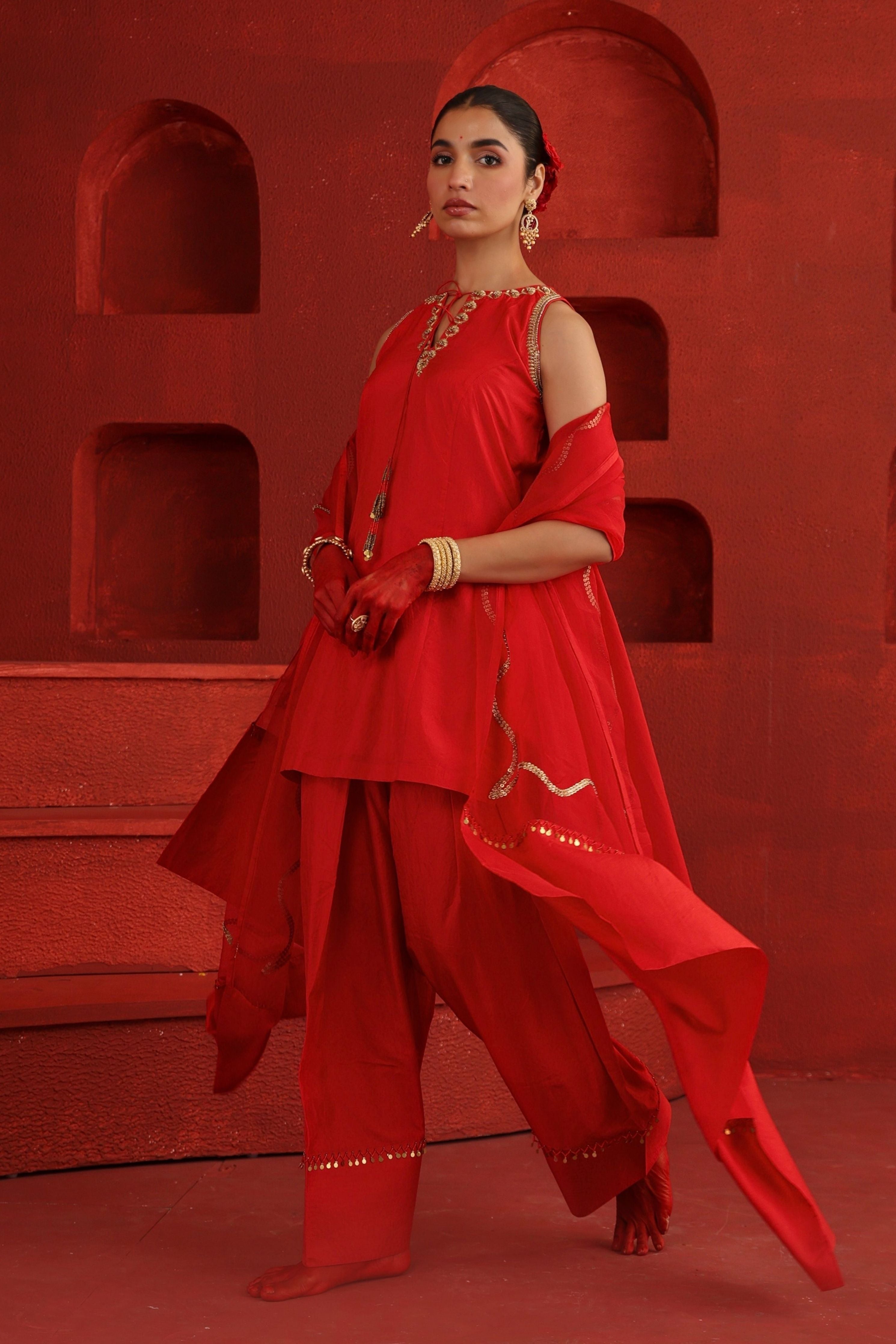 Red Kurta Set