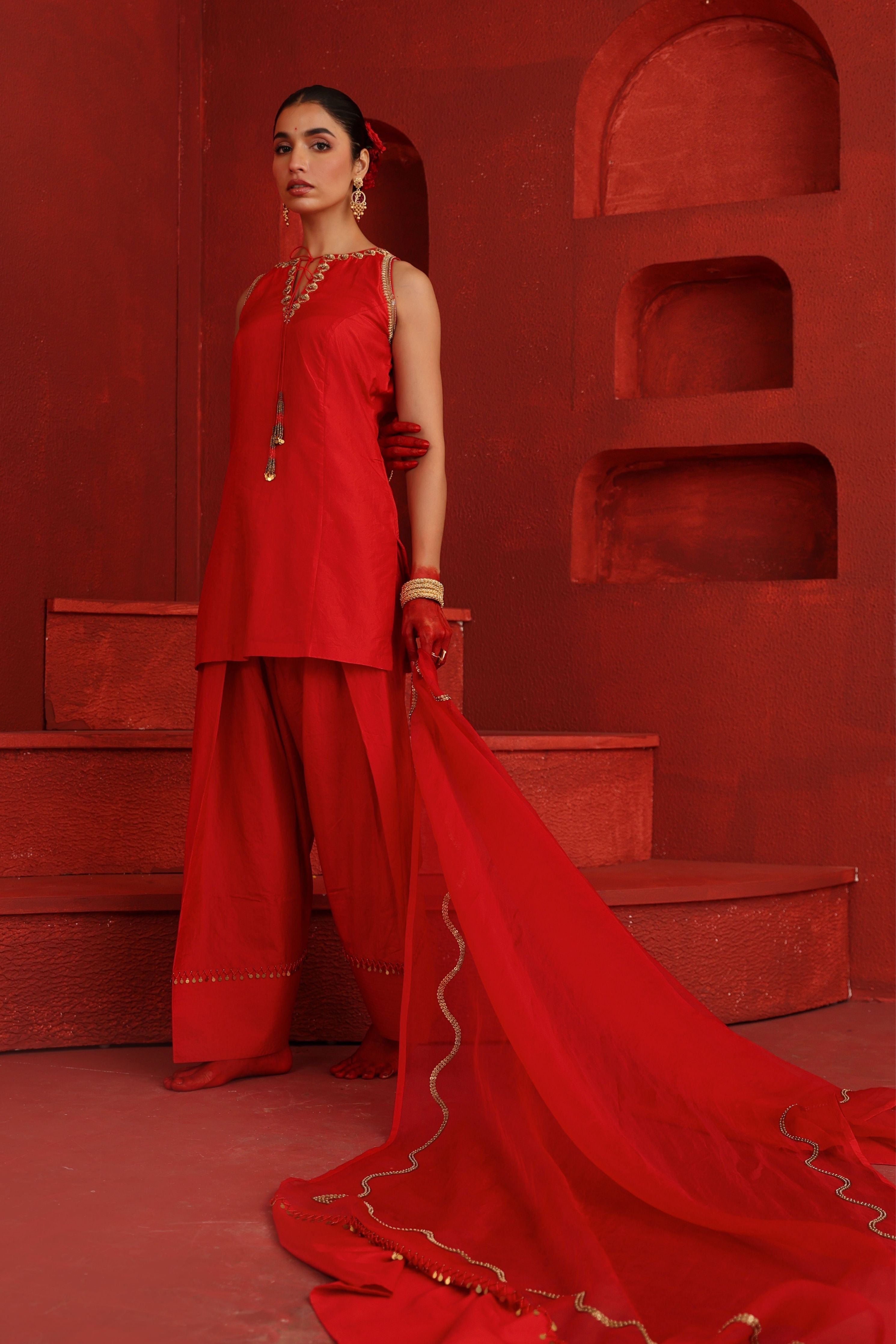 Red Kurta Set
