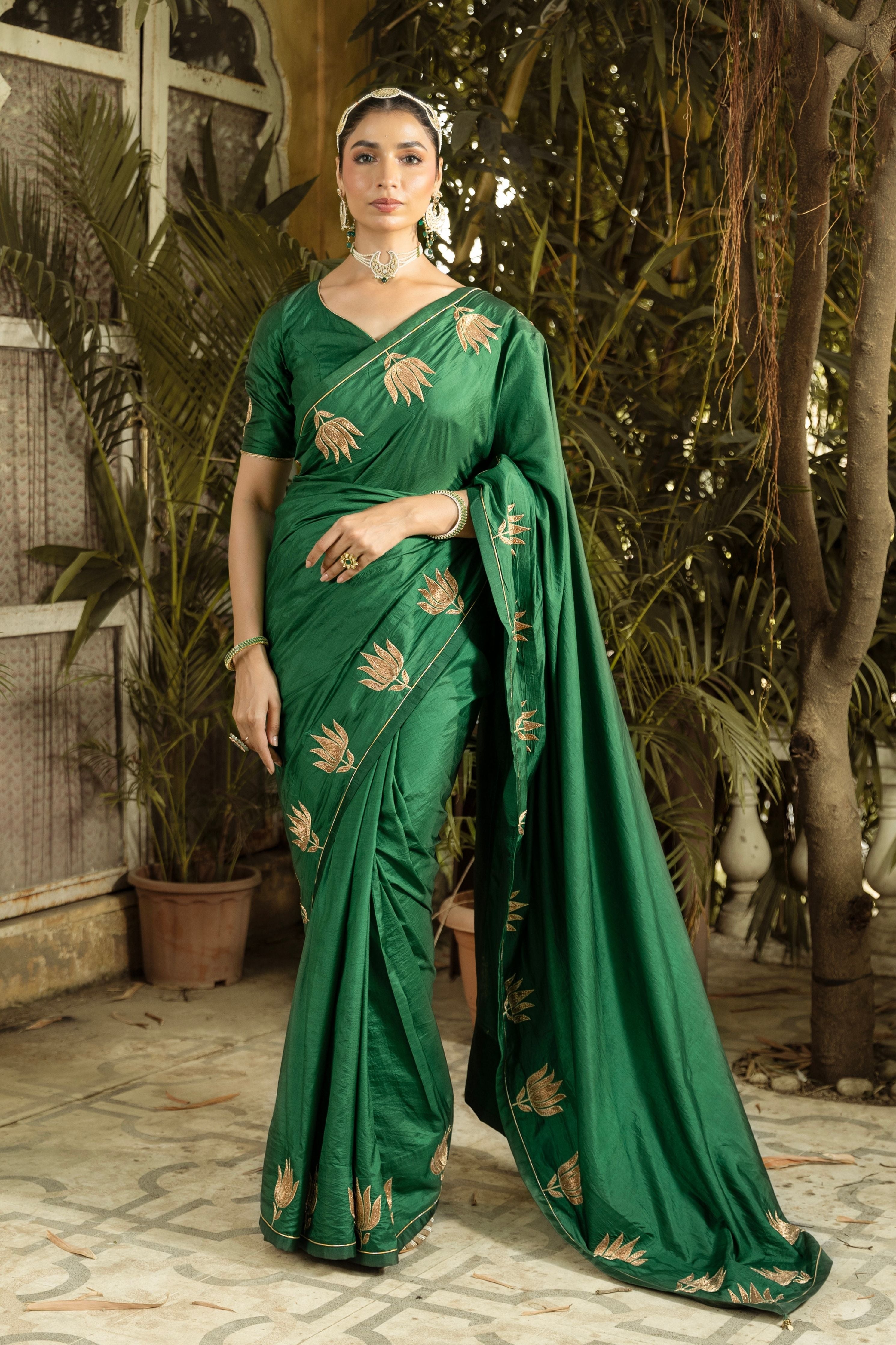 Green Saree With Blouse