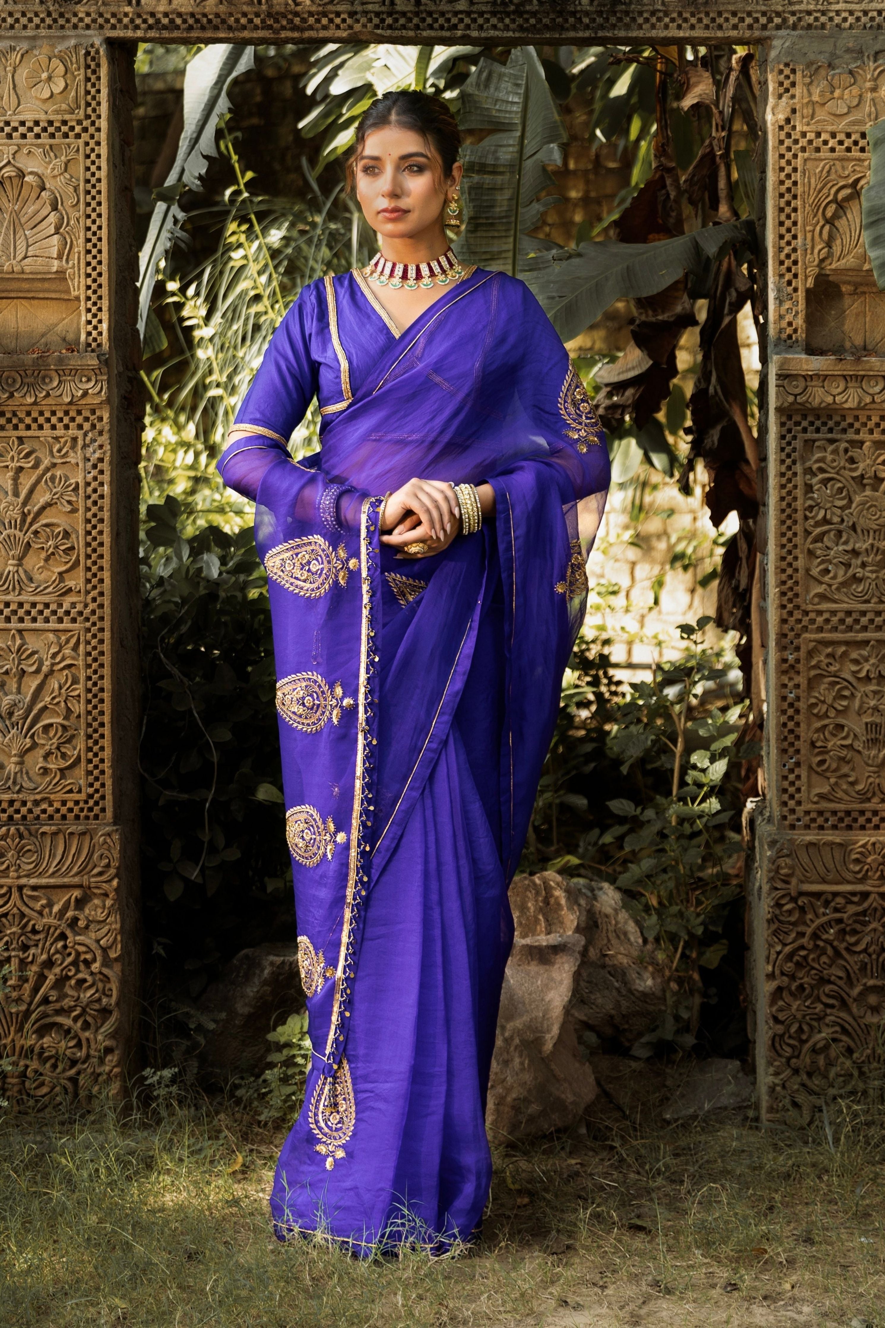 Jamuni Neel Saree With Blouse