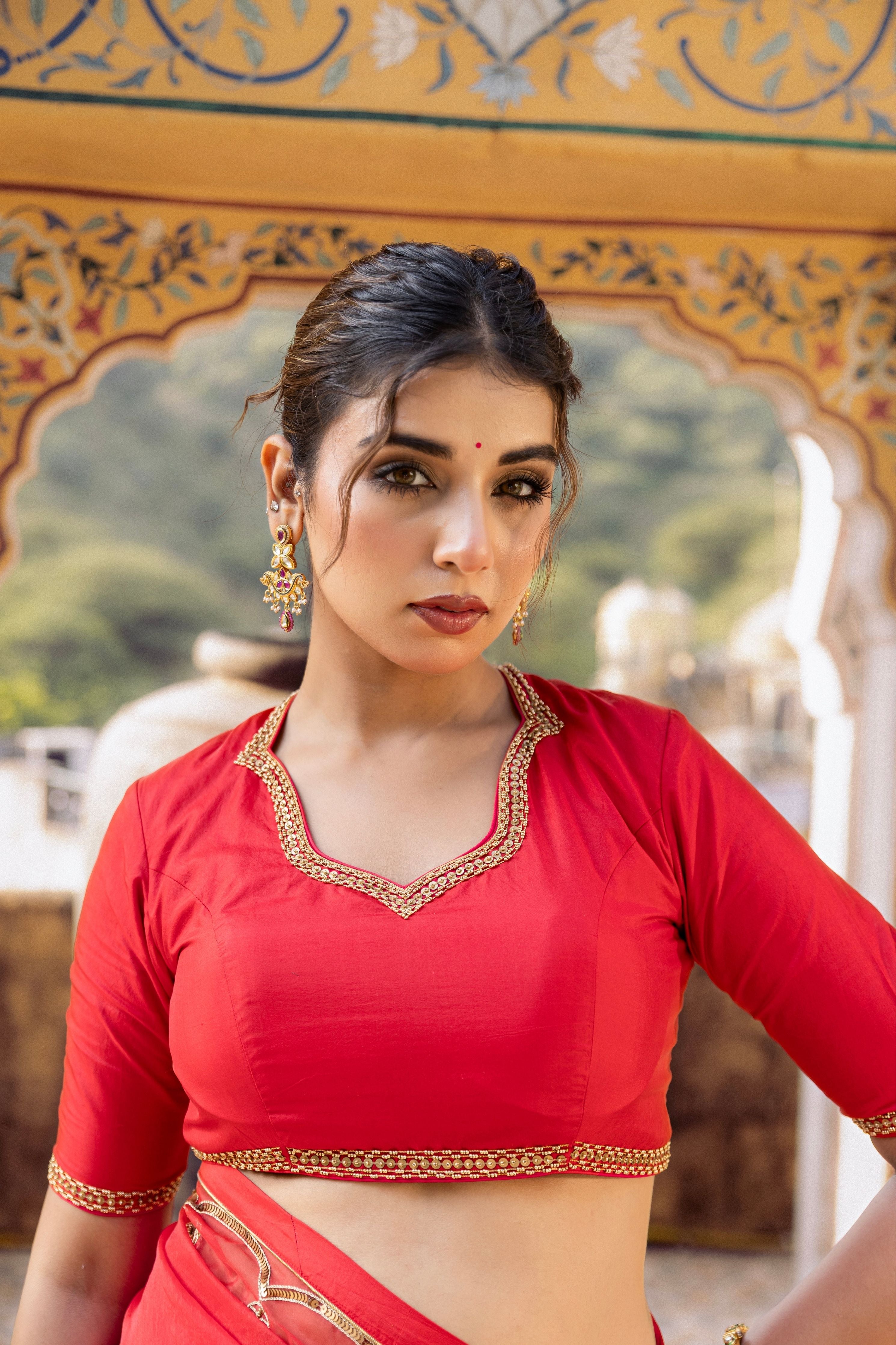 Classic Red Saree With Blouse