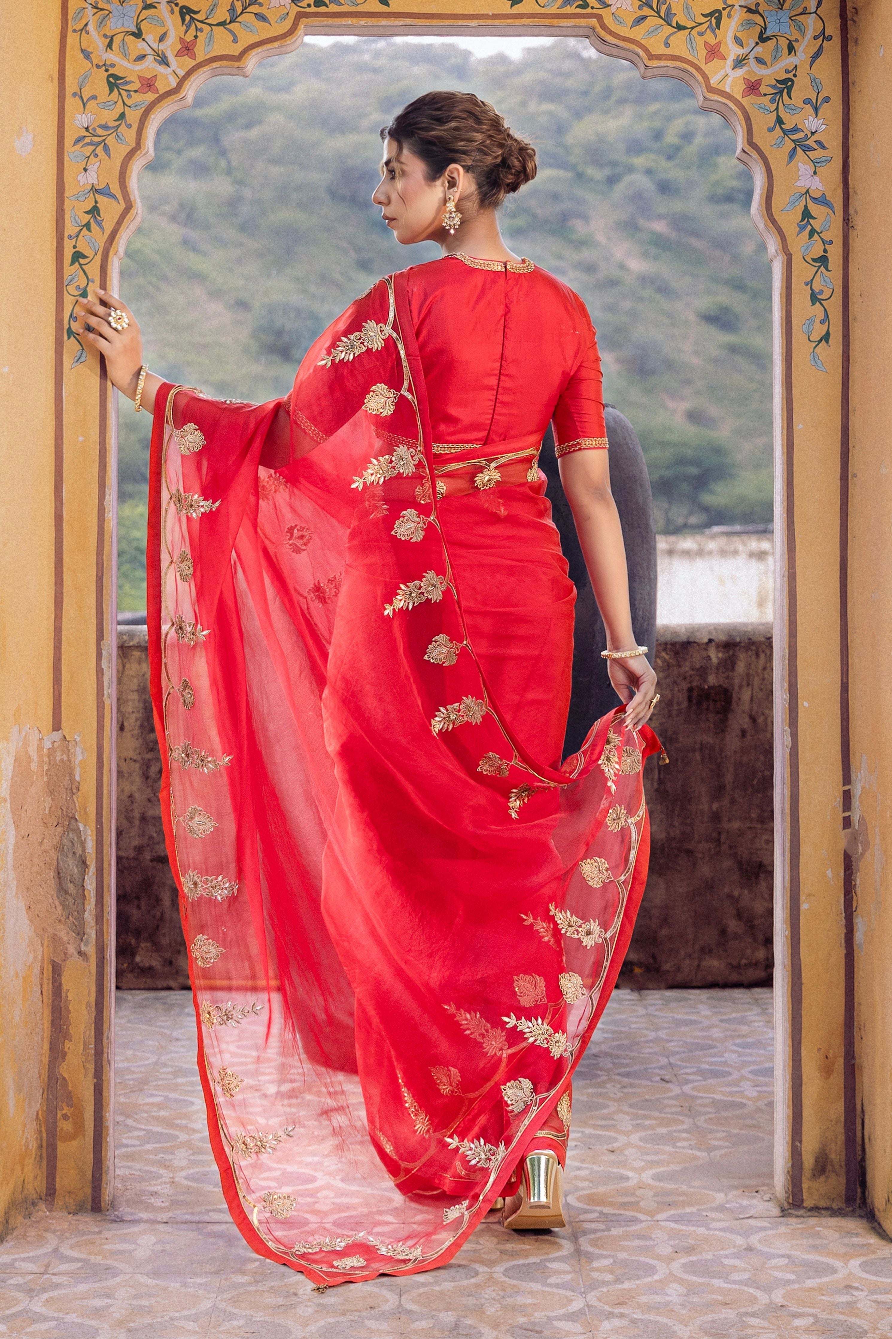 Classic Red Saree With Blouse