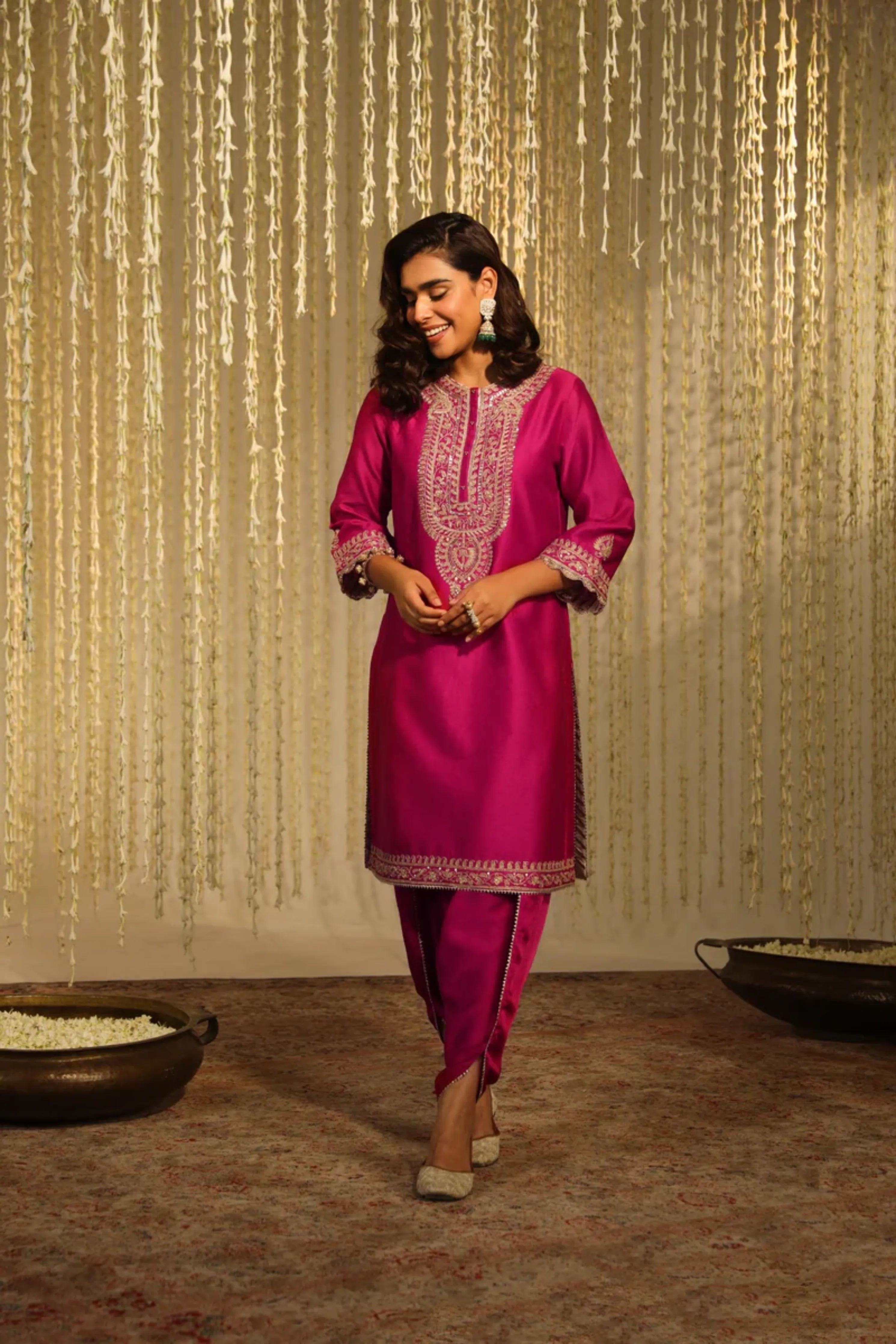 Shilpa Shetty In Enisa - Hot Pink Kurta With Dhoti