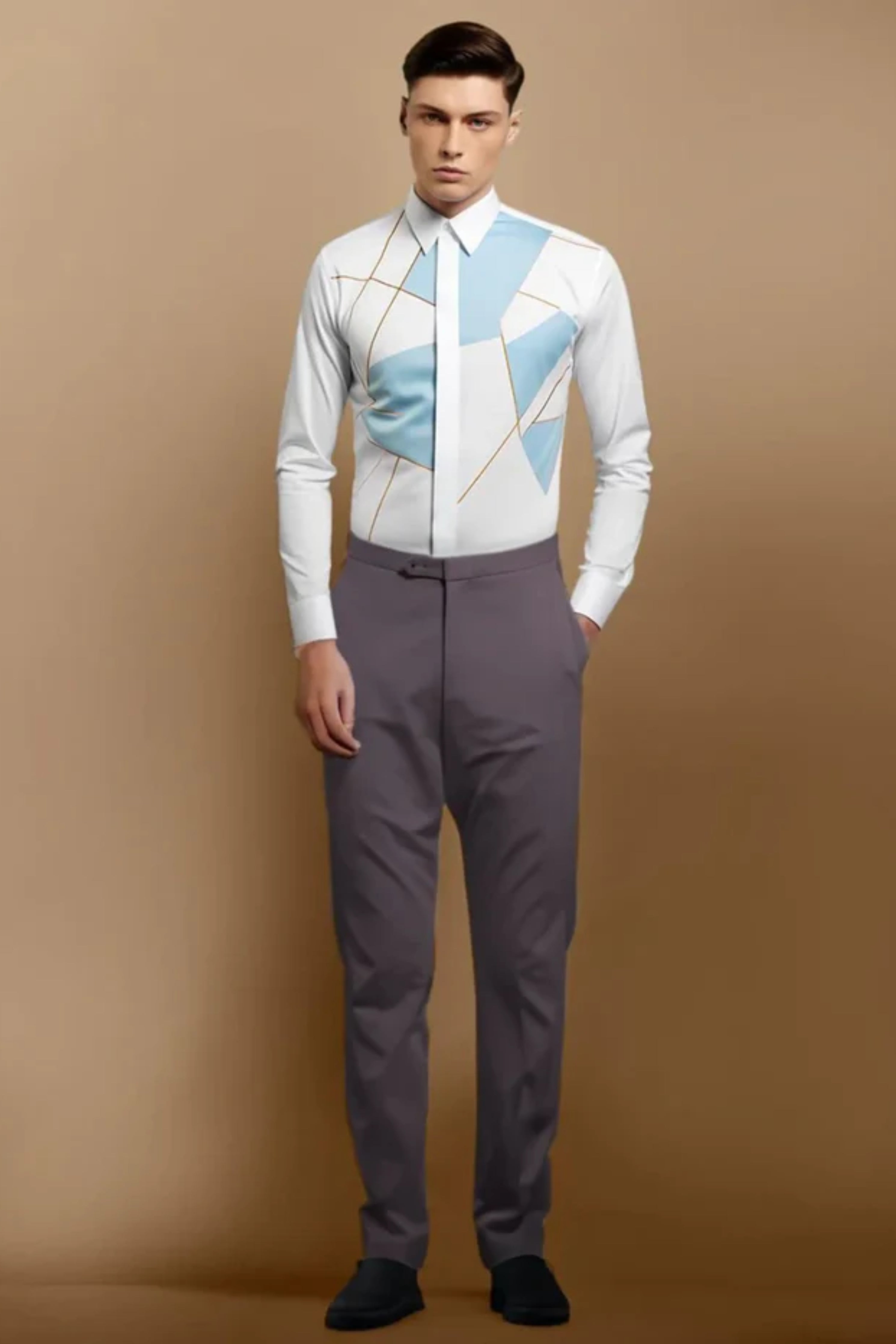 Color BlockWhite Shirt