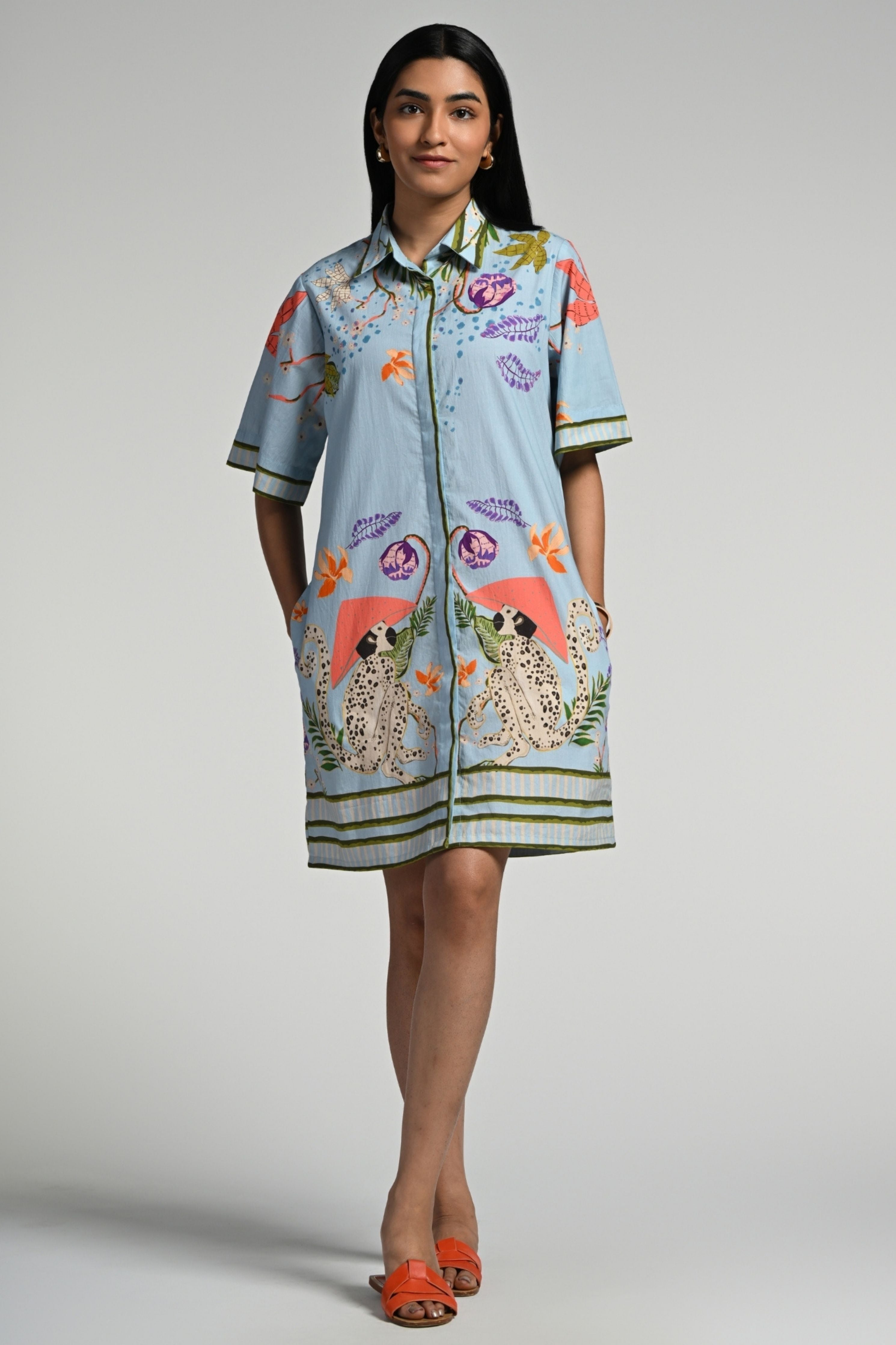 Monkey Pop Cotton Dress