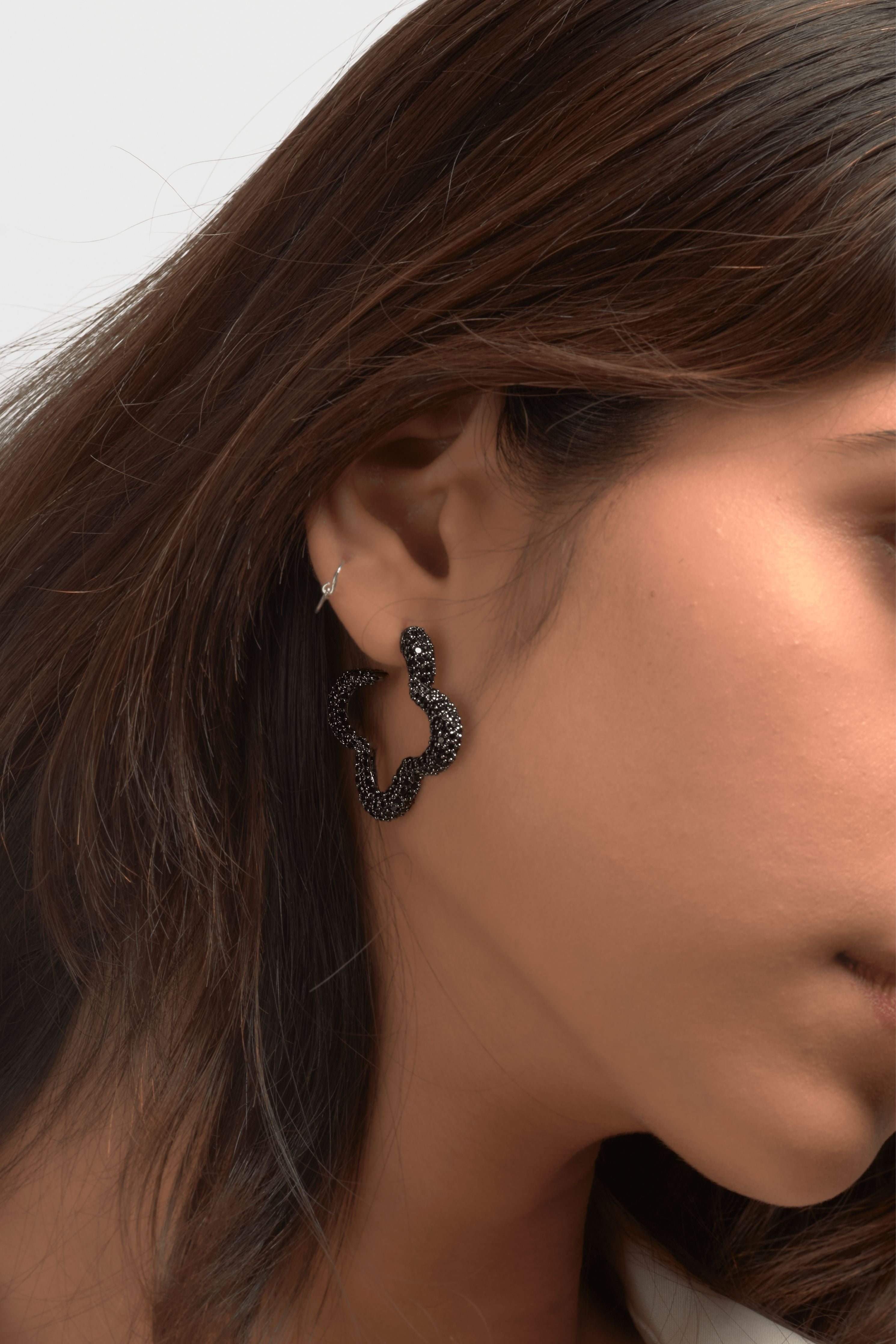 Black Mini Bella Hoop Earrings