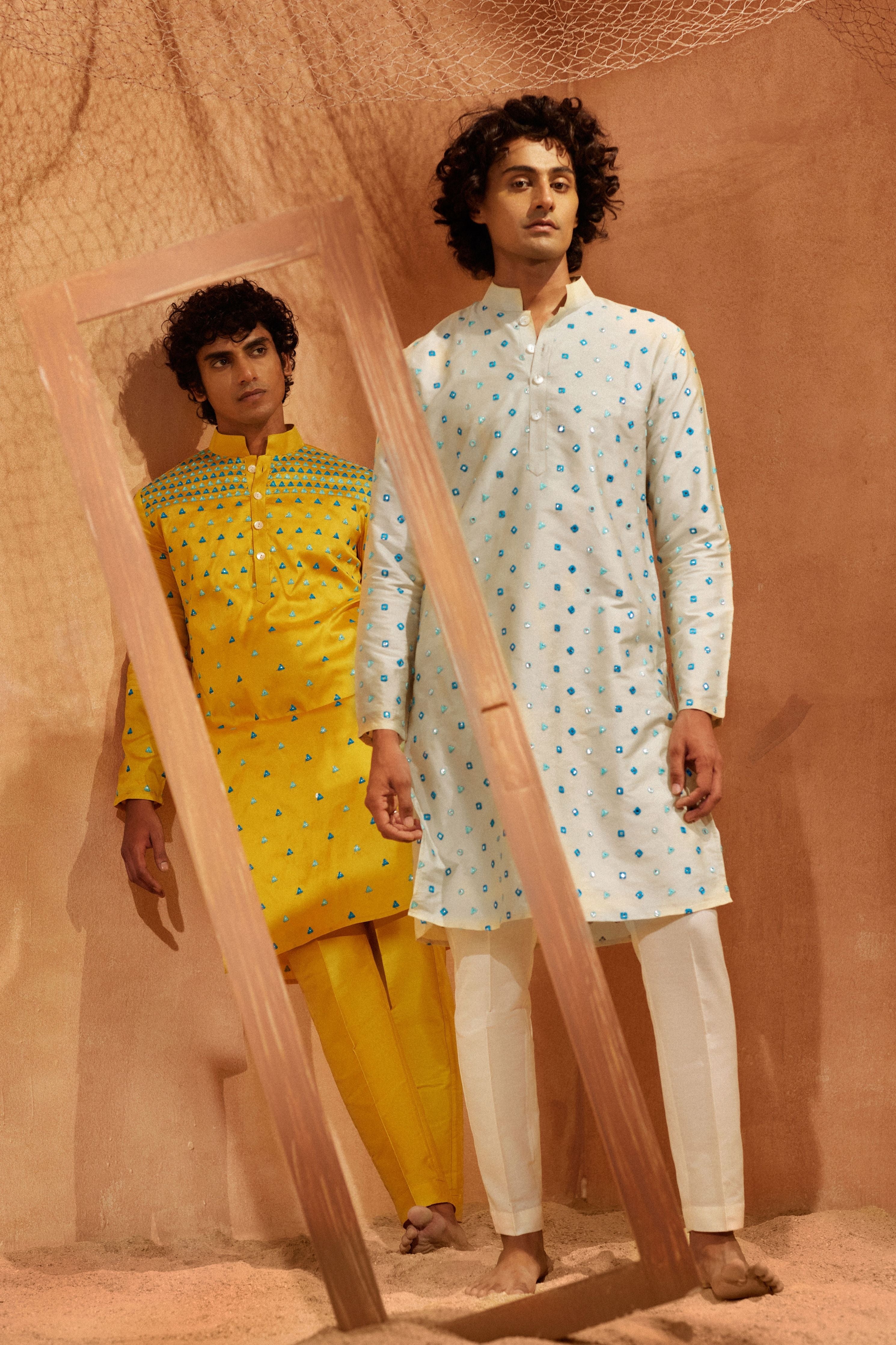 Aaina Beige Mirror Kurta Set