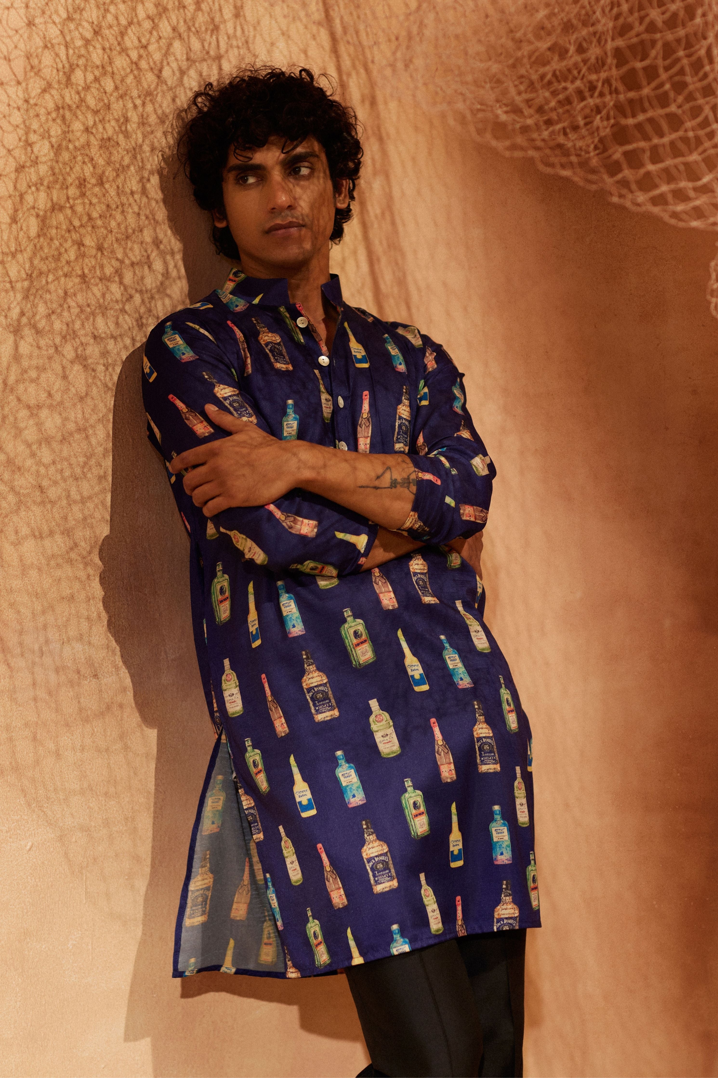 Cocktail Party Printed Silk Kurta Set