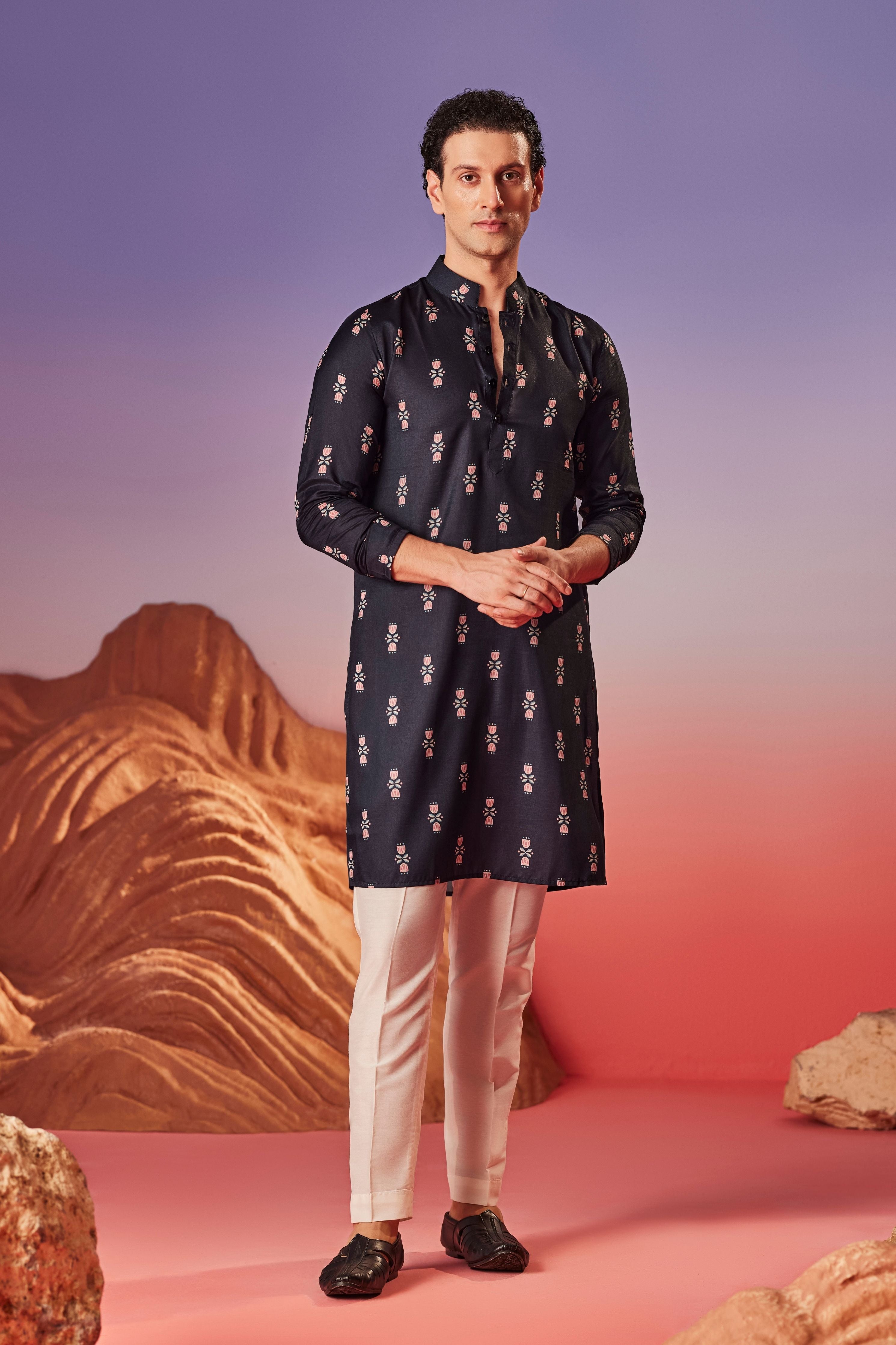 Midnight Blossom Kurta