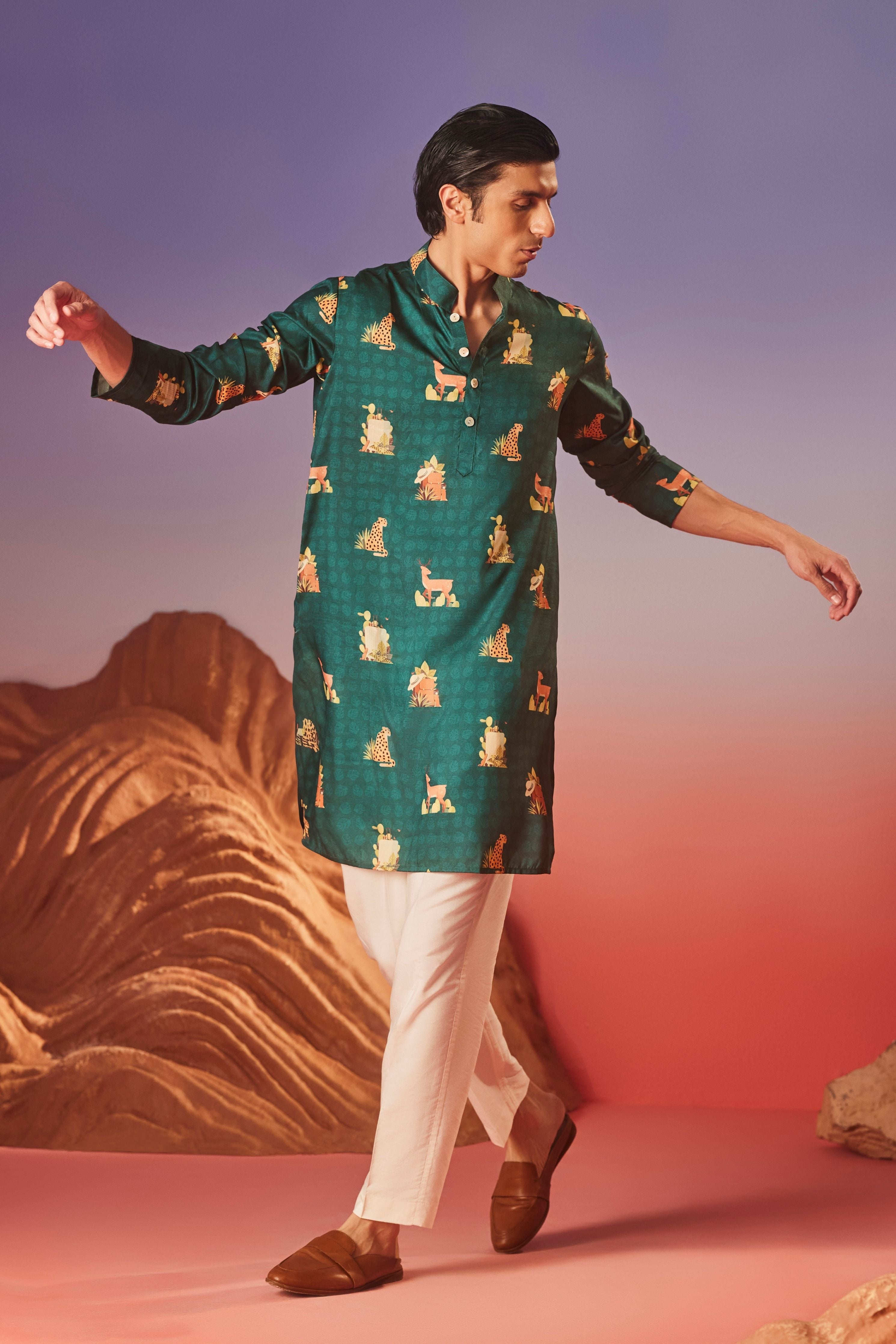Tropical Tail Silk Kurta