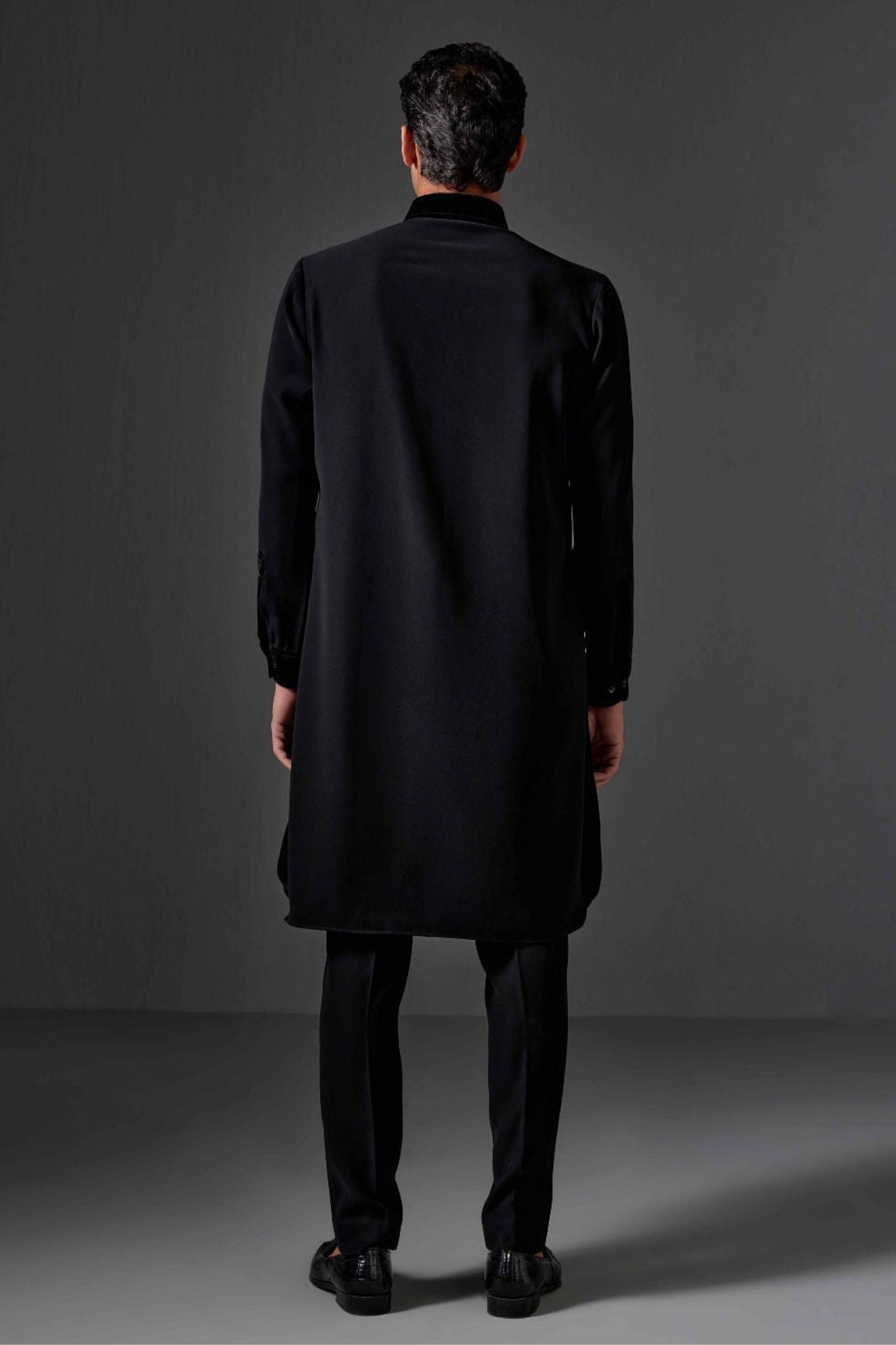Neil Black Cotton Lycra Kurta Set