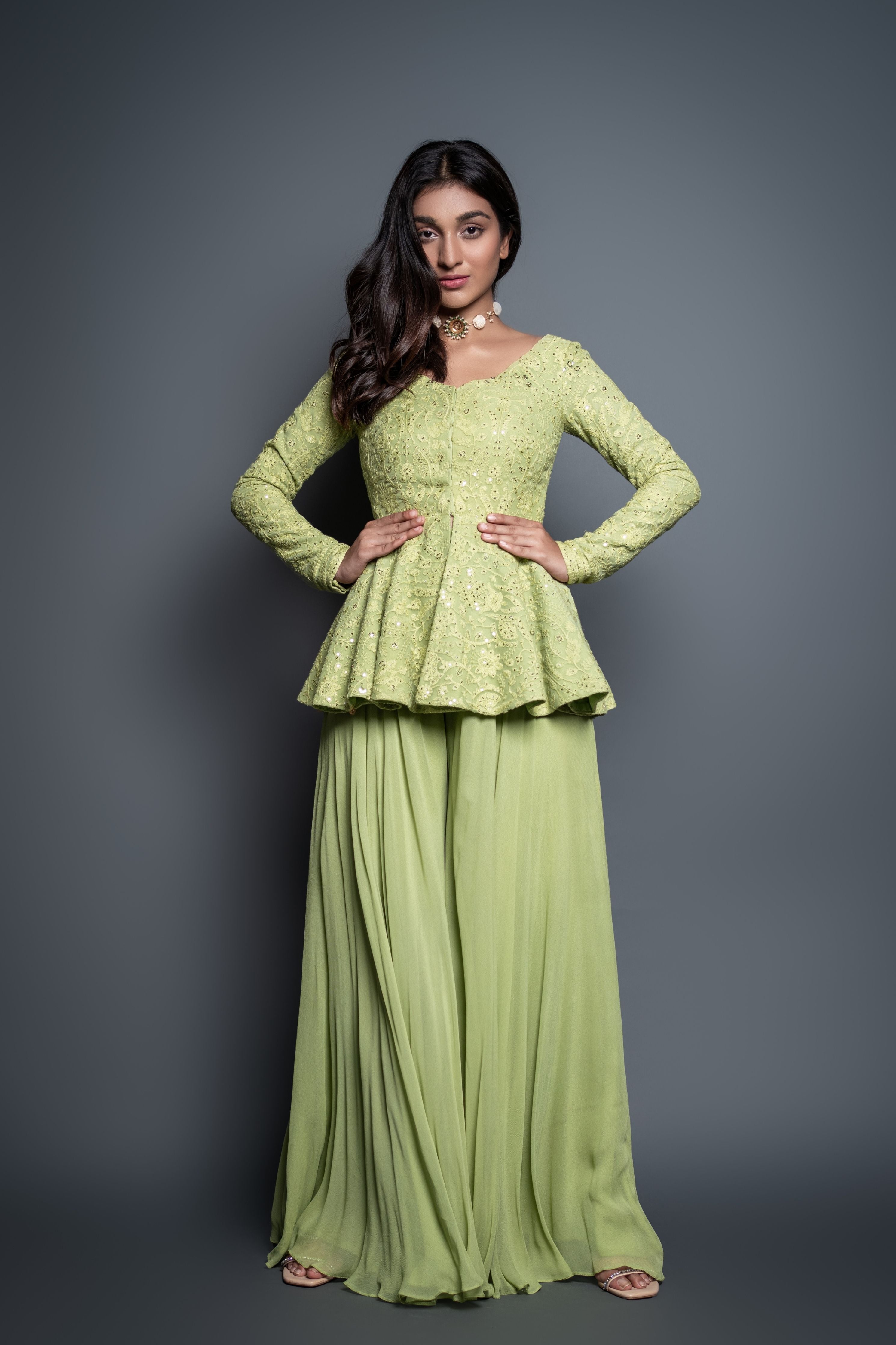 Lemon Green Palazzo set