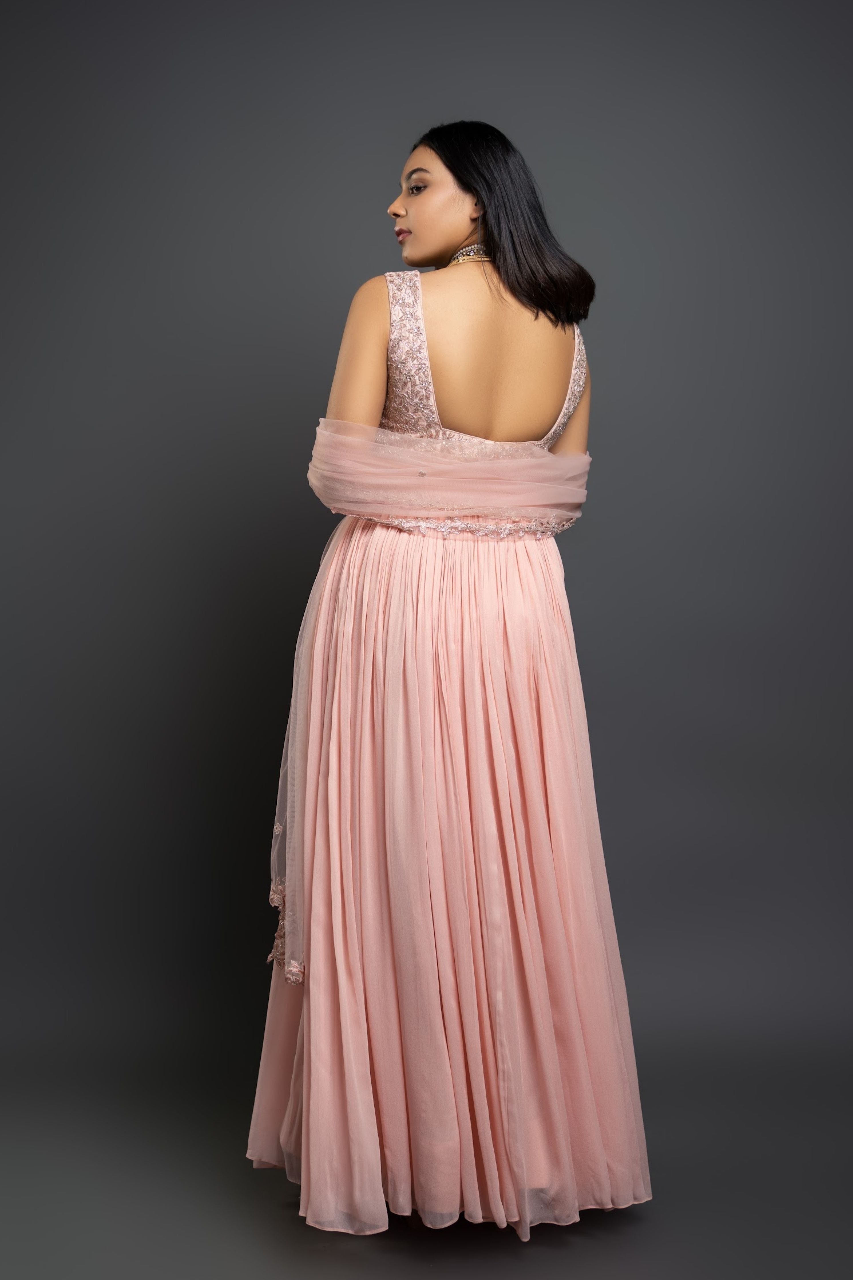 Pink Embellished Anarkali Set