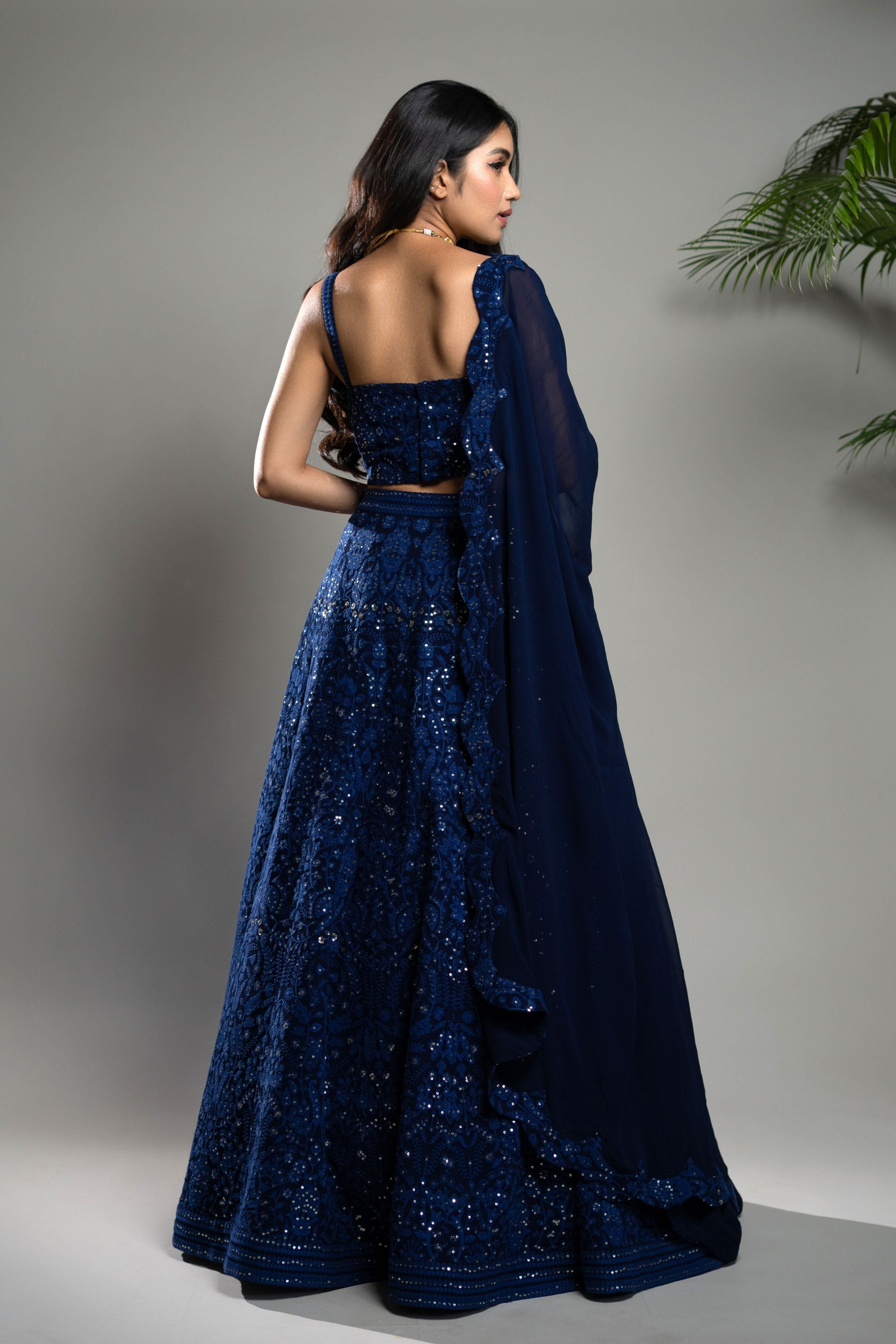 Royal Blue Chikankari Lehenga Set