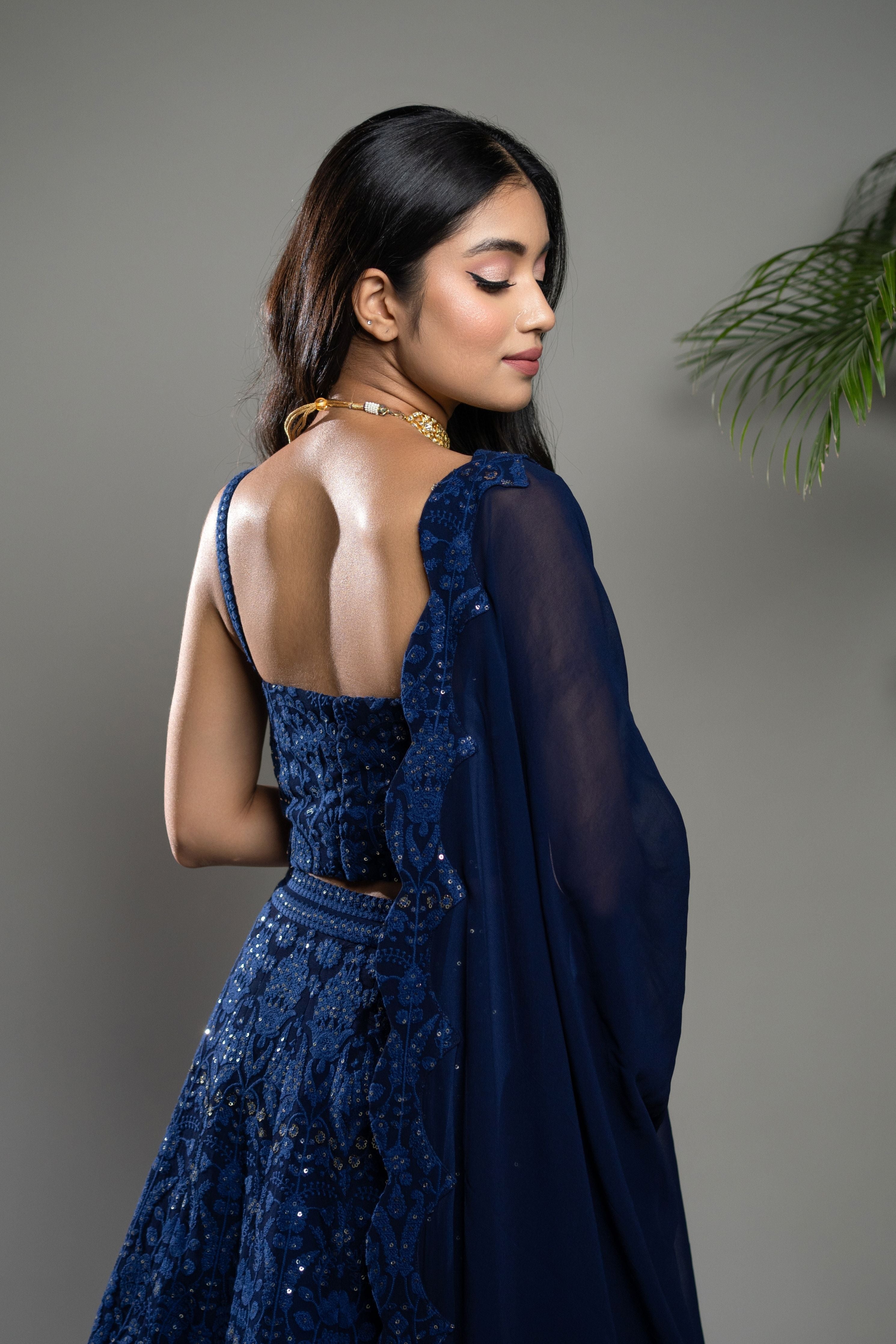 Royal Blue Chikankari Lehenga Set