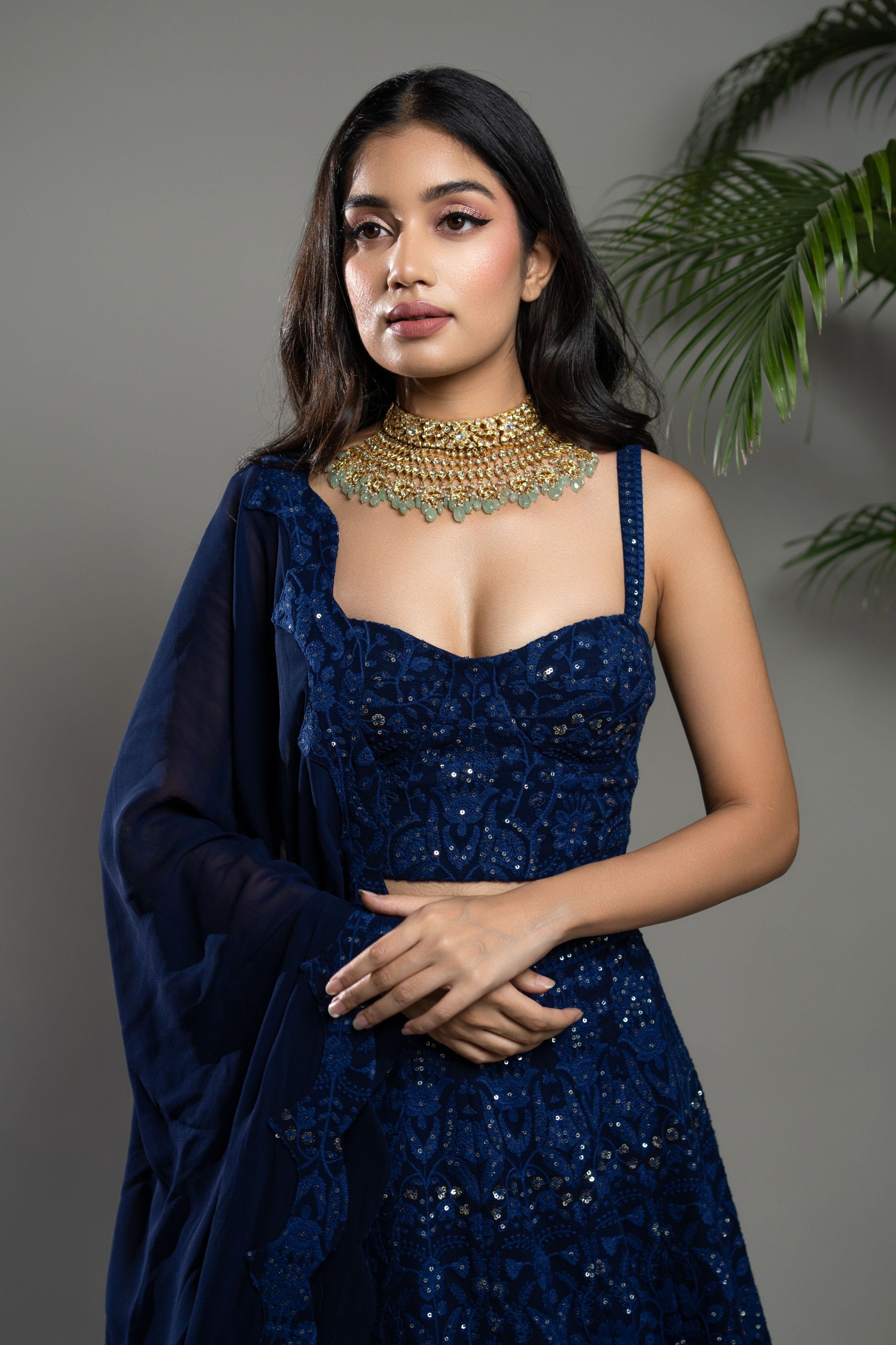 Royal Blue Chikankari Lehenga Set