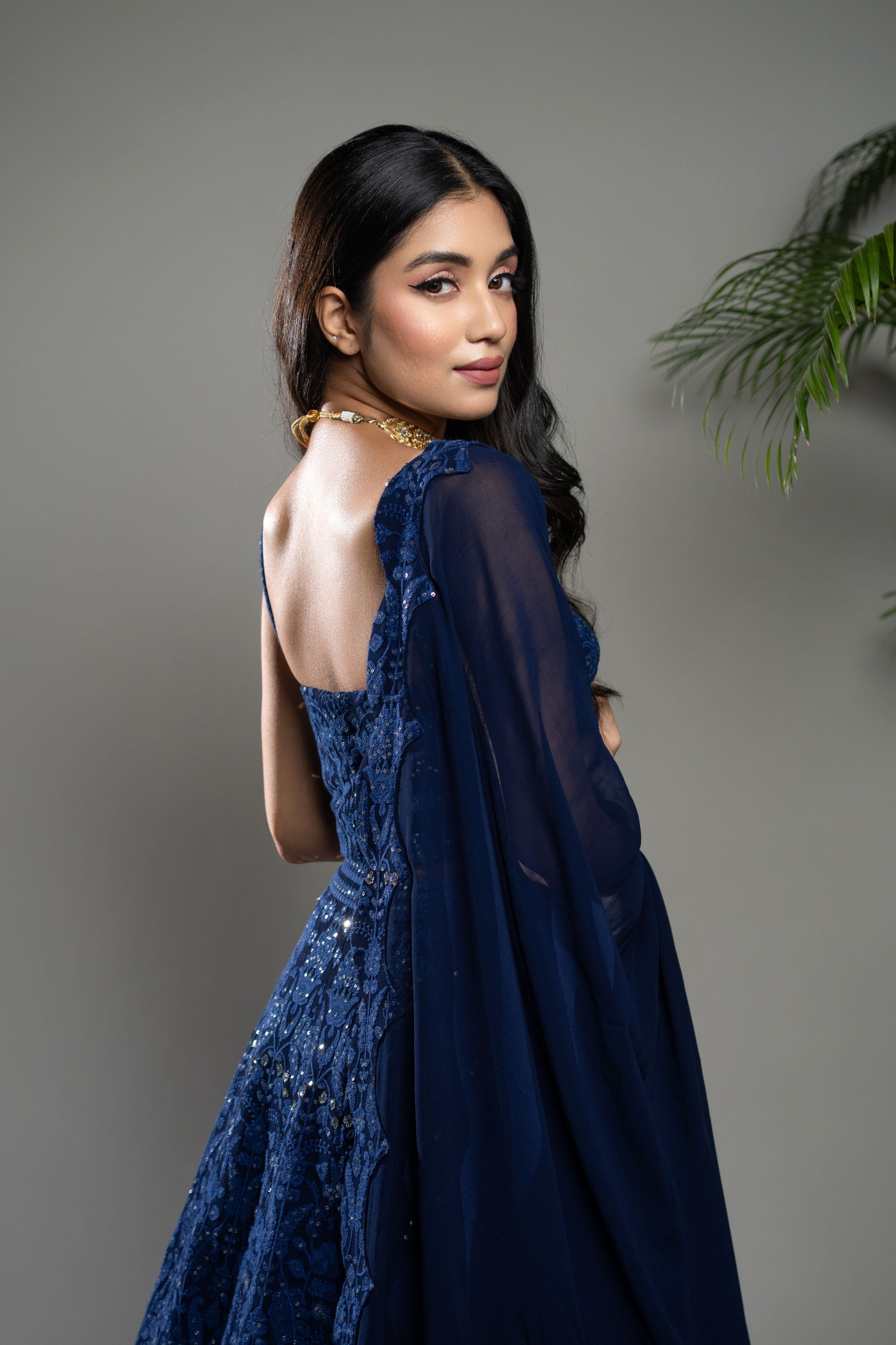 Royal Blue Chikankari Lehenga Set