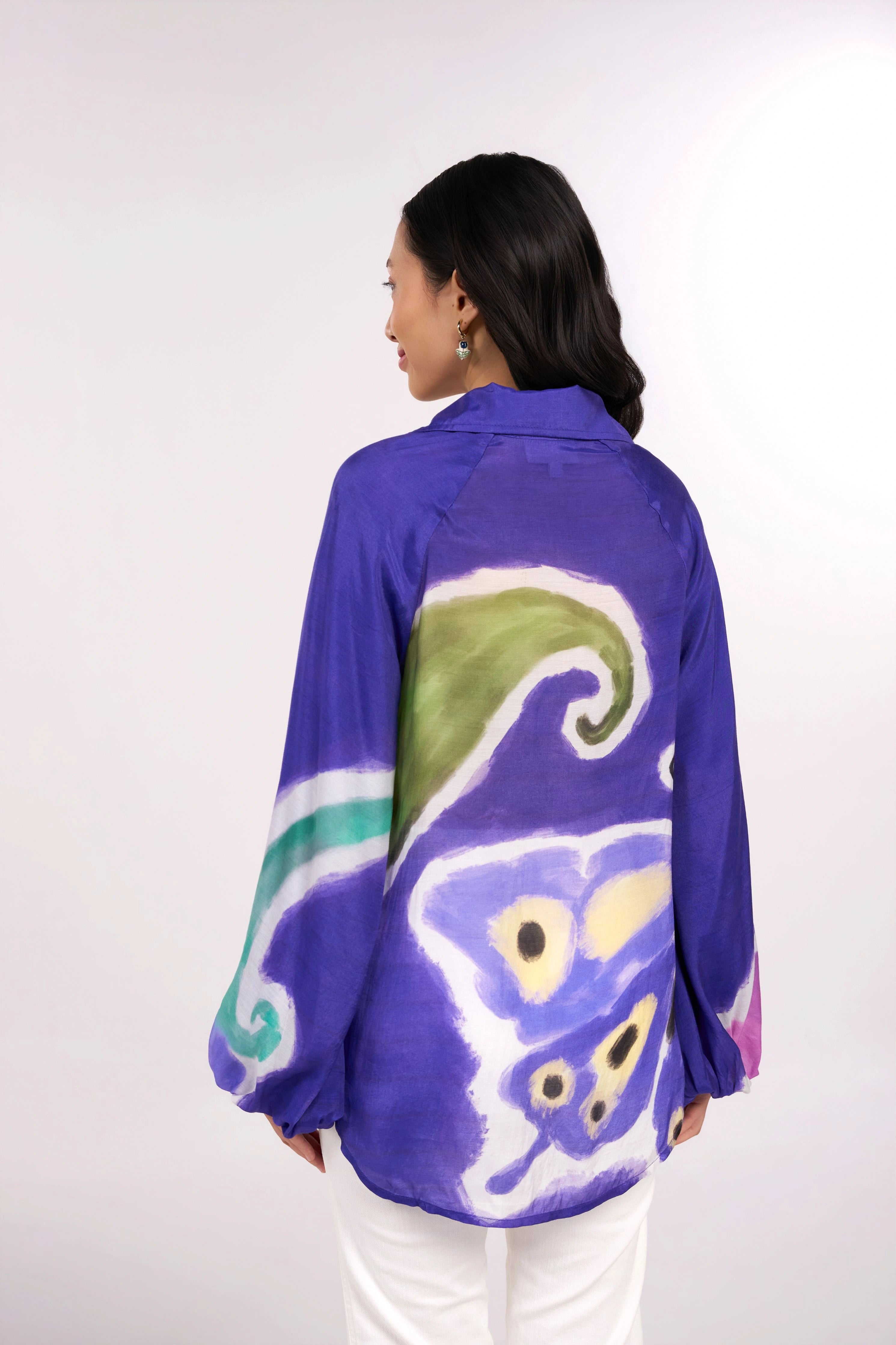 Midnight Tulip Tie-Up Shirt
