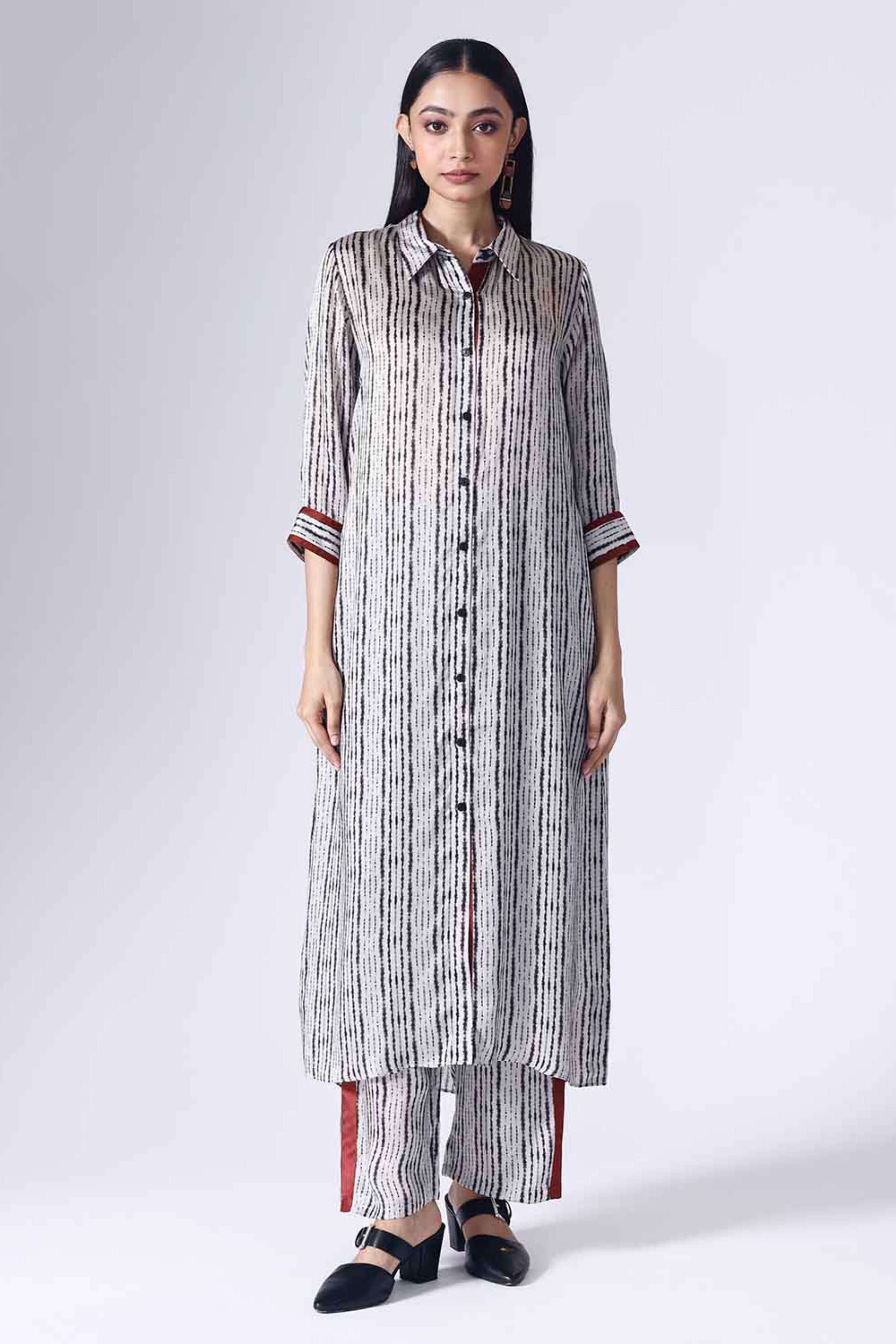 Shibori Monochrome Long Coordinated Set