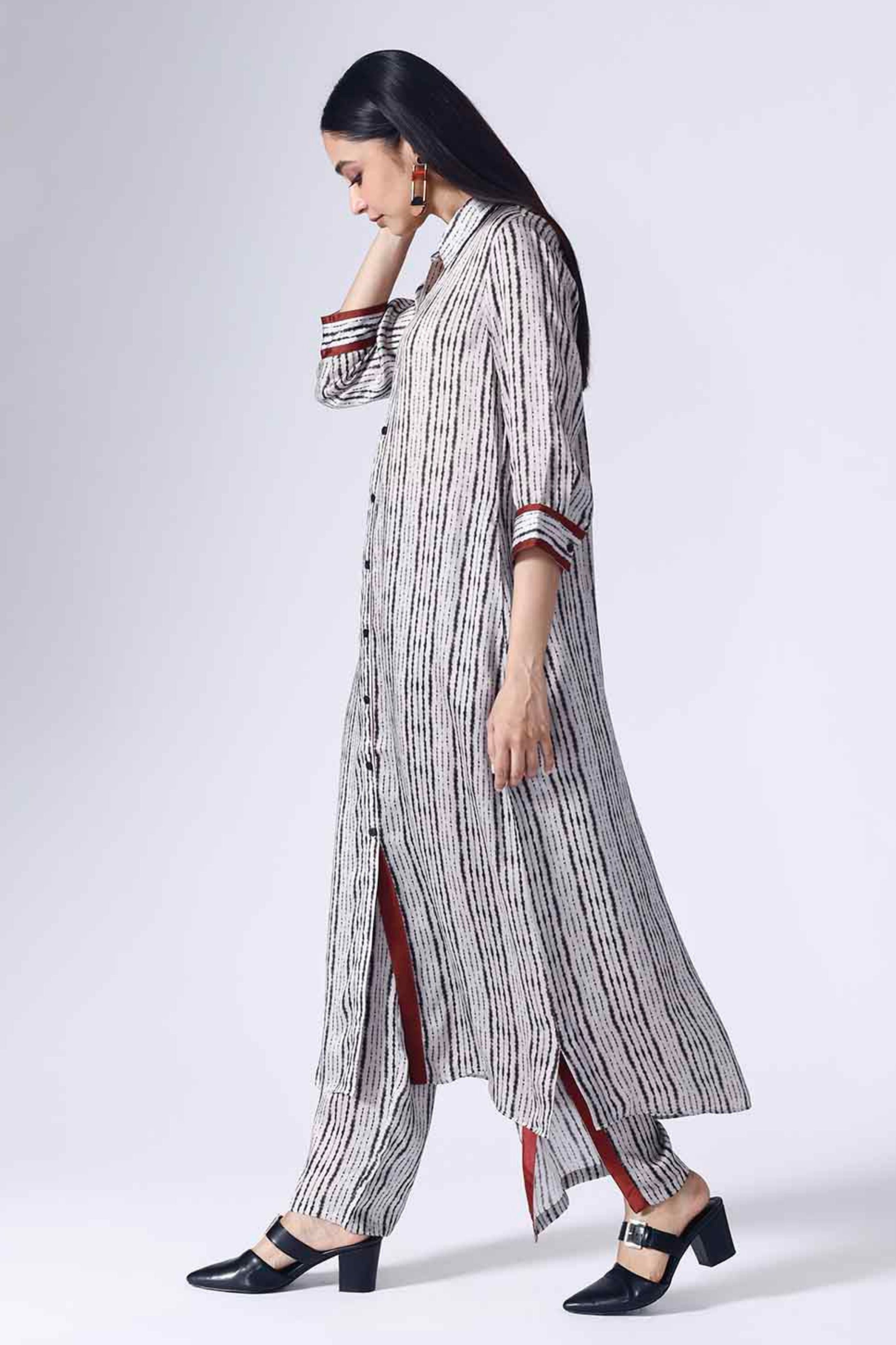 Shibori Monochrome Long Coordinated Set