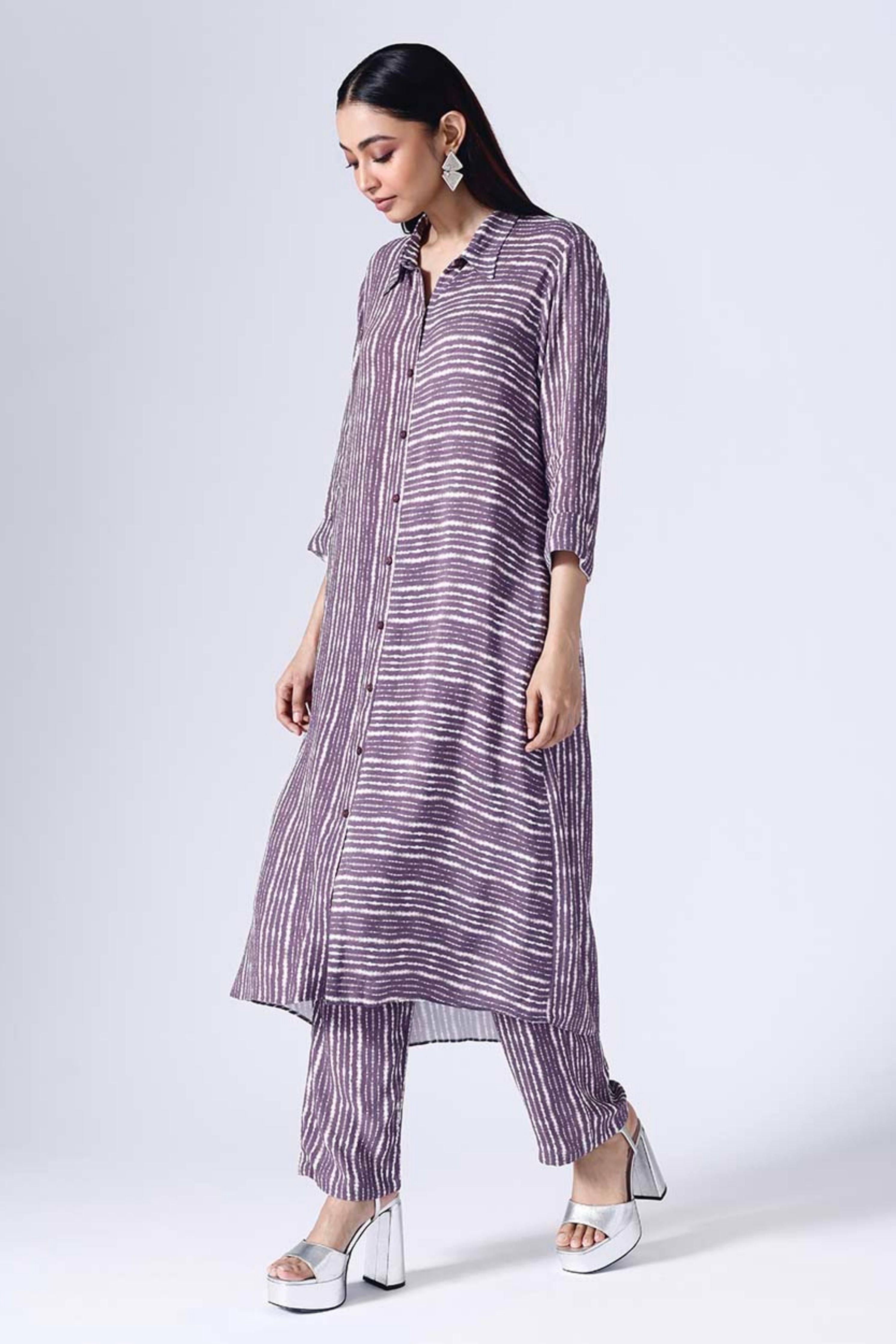 Shibori Plum Long Coordinated Set