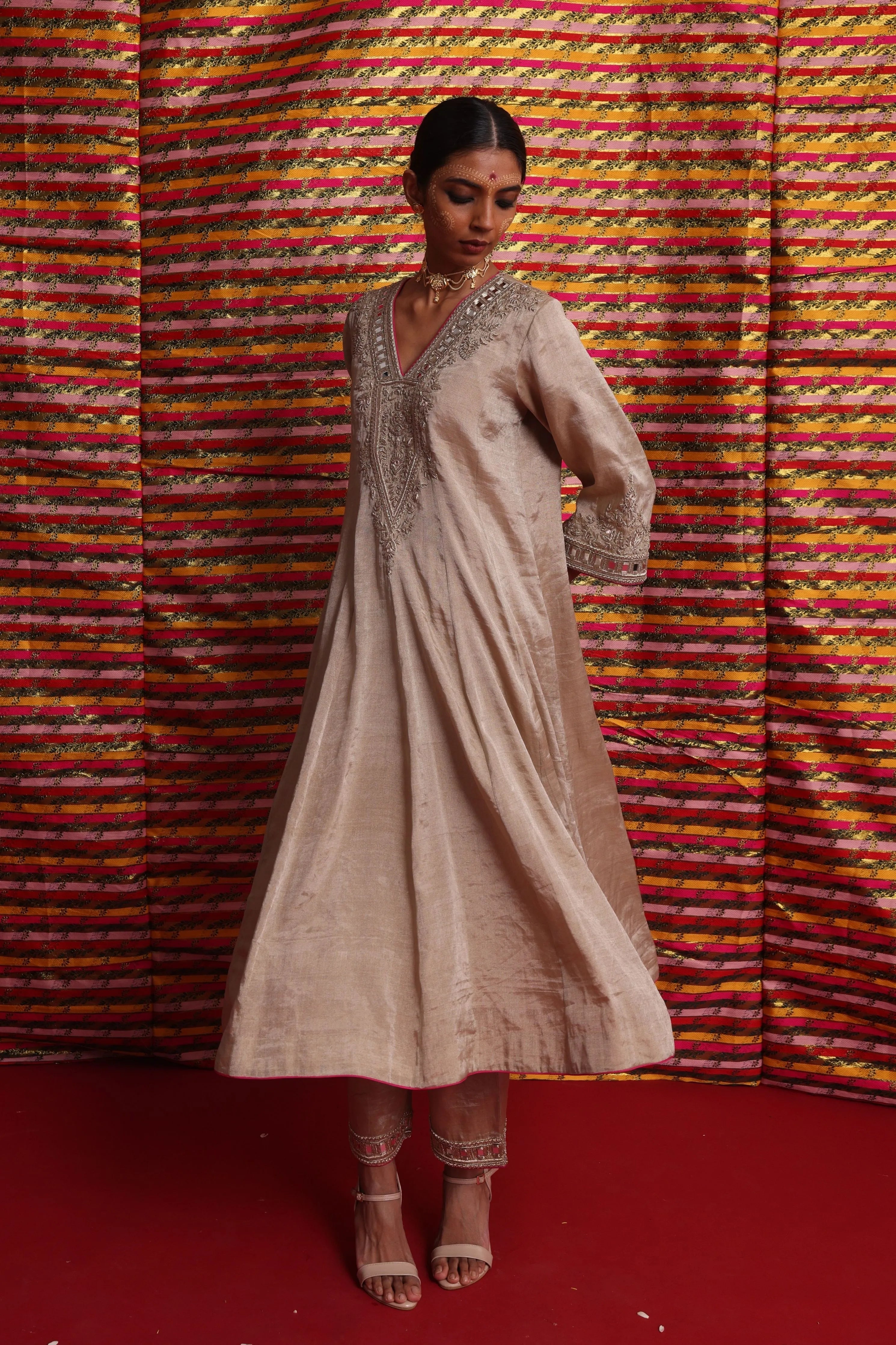 Chandi Zardozi Kali Kurta Set
