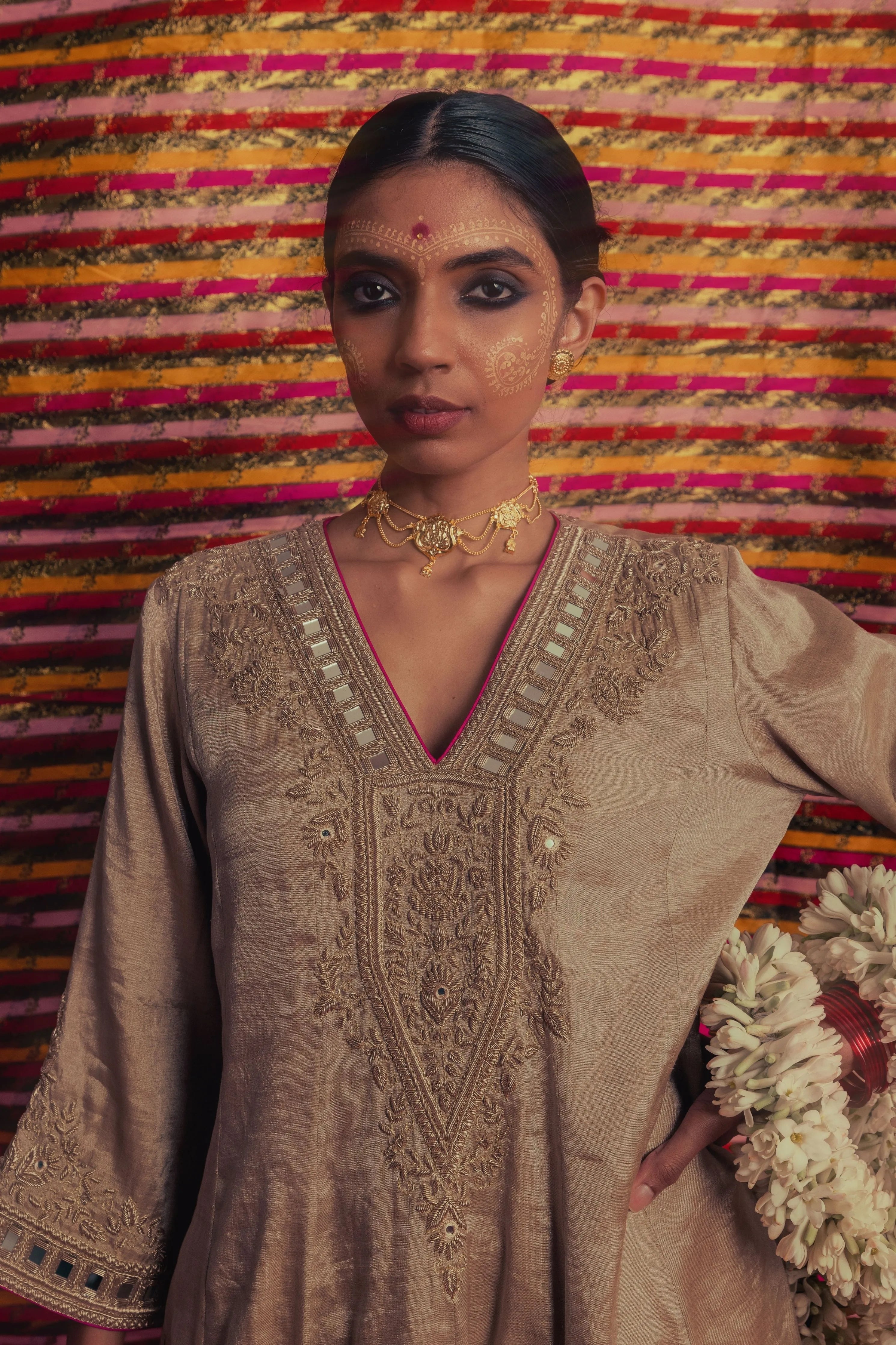 Chandi Zardozi Kali Kurta Set