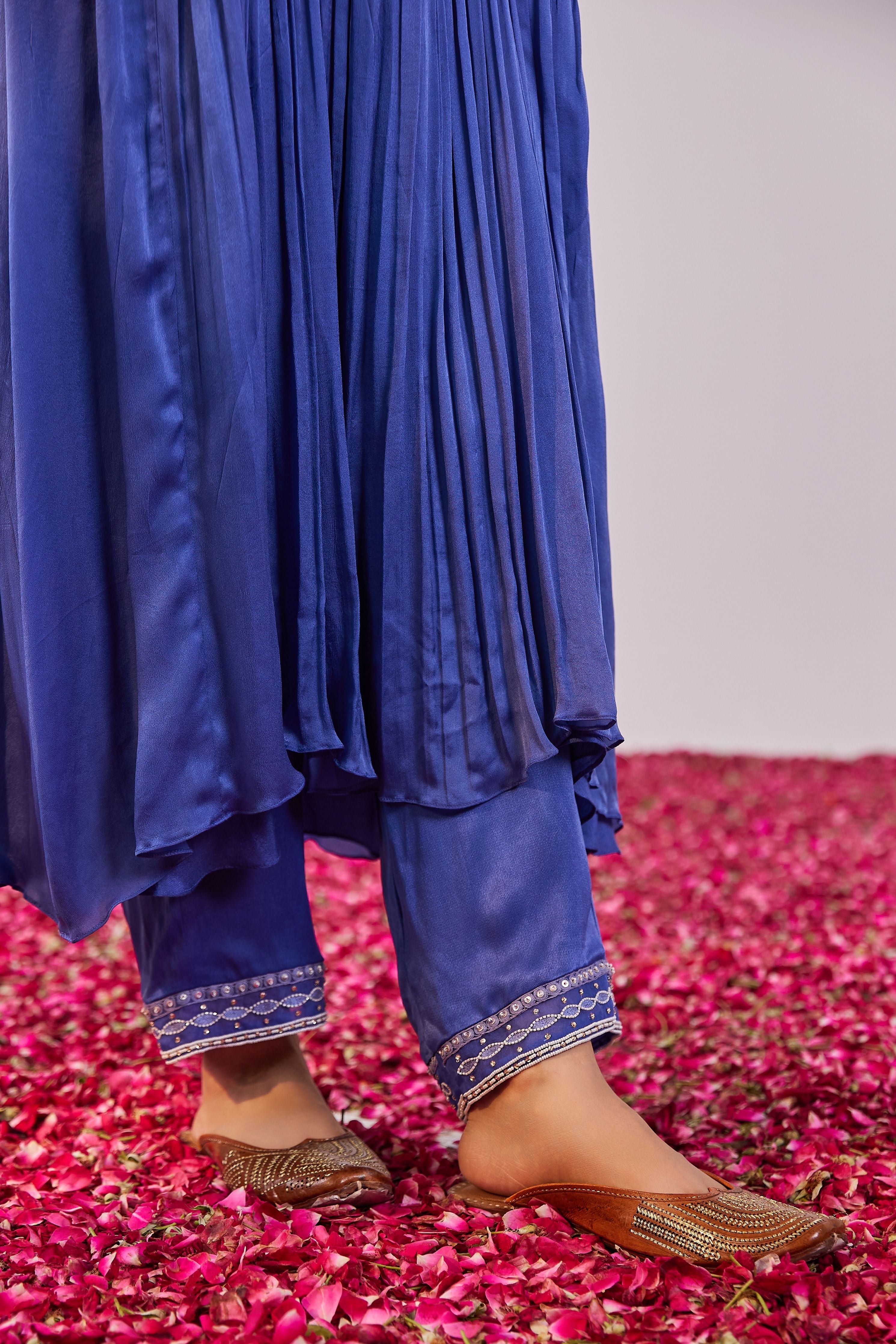 Pearl Work Kurta Set In Blue