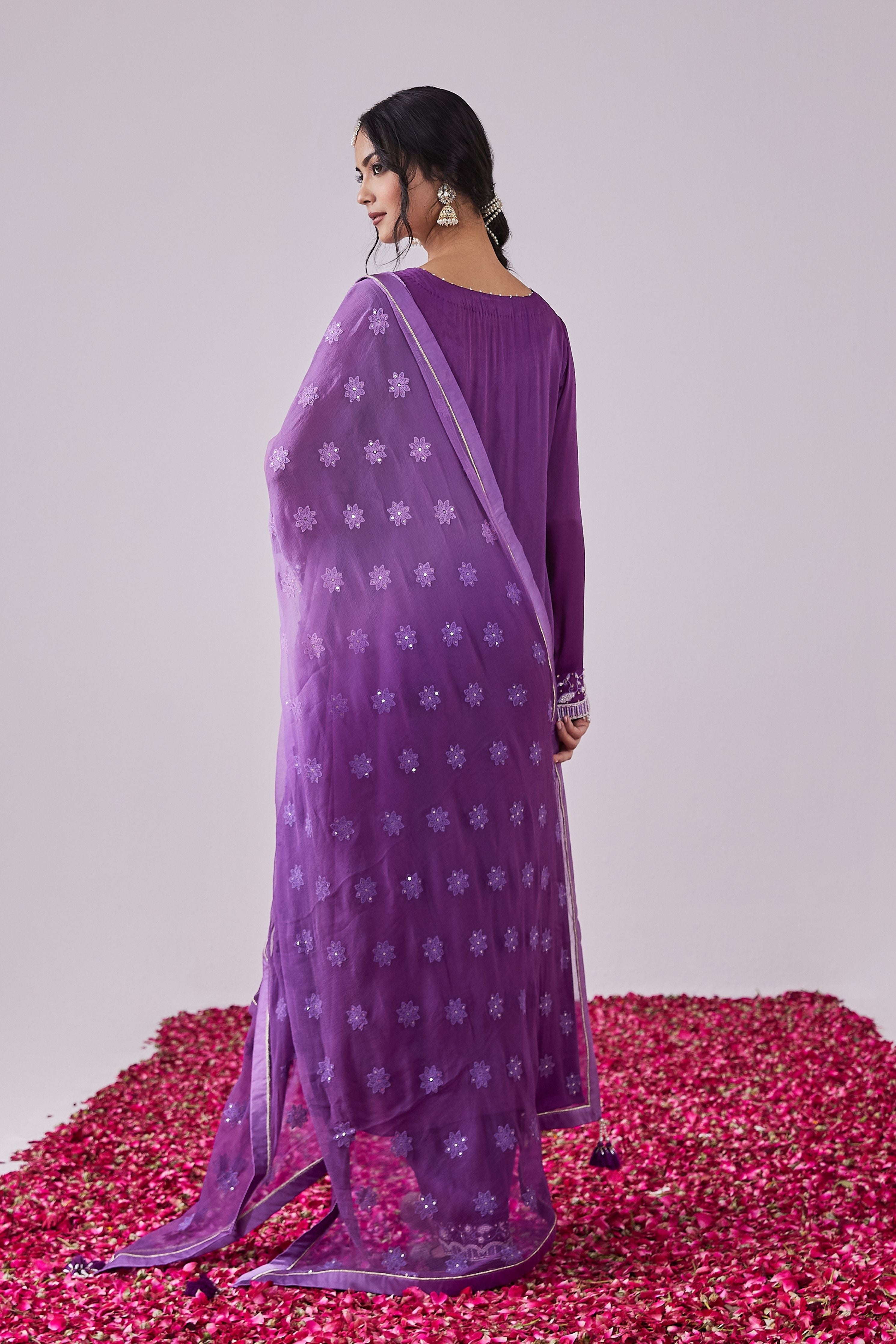 Jamun Pearl Work Kurta Set