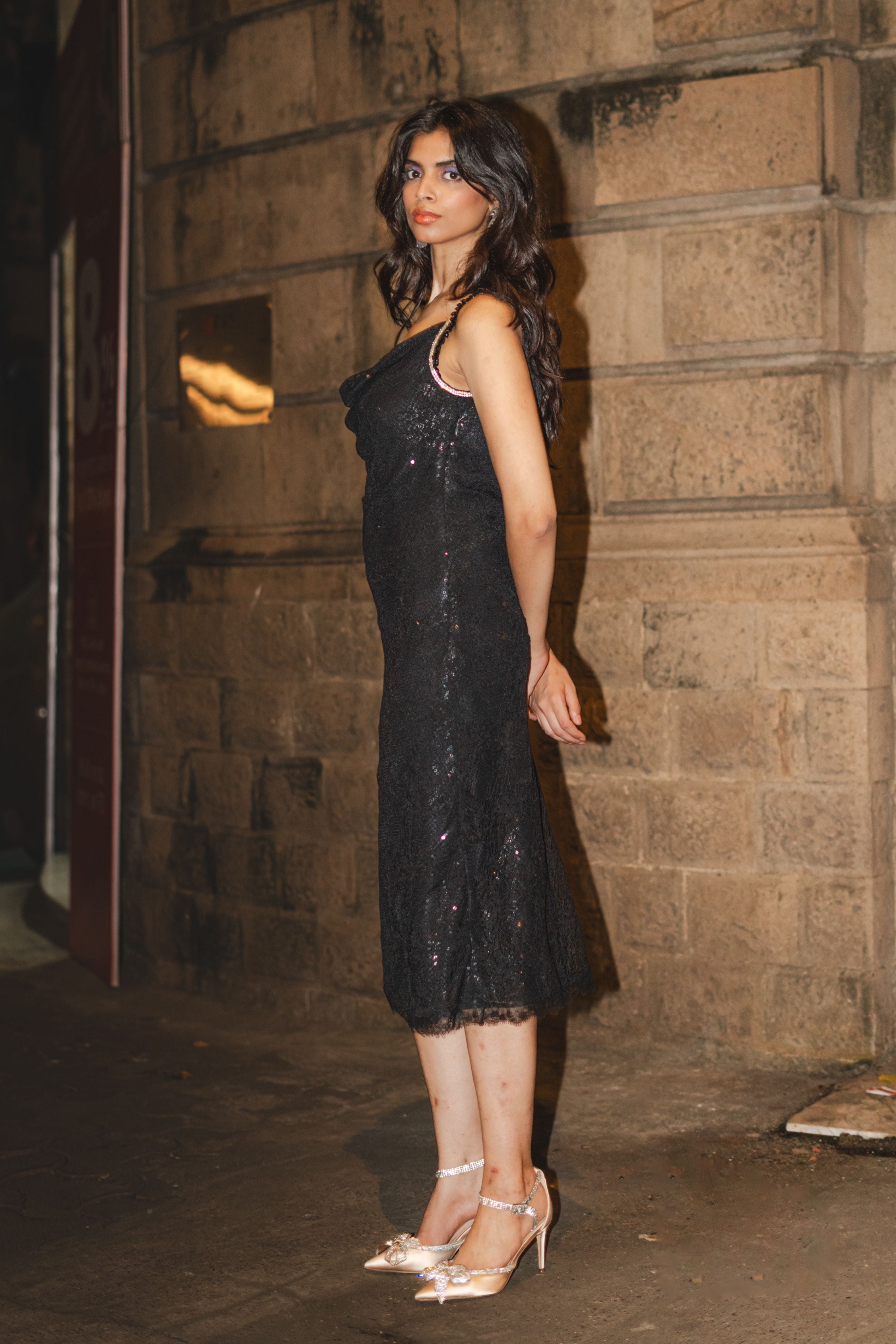 Midnight Sequin Lace Dress