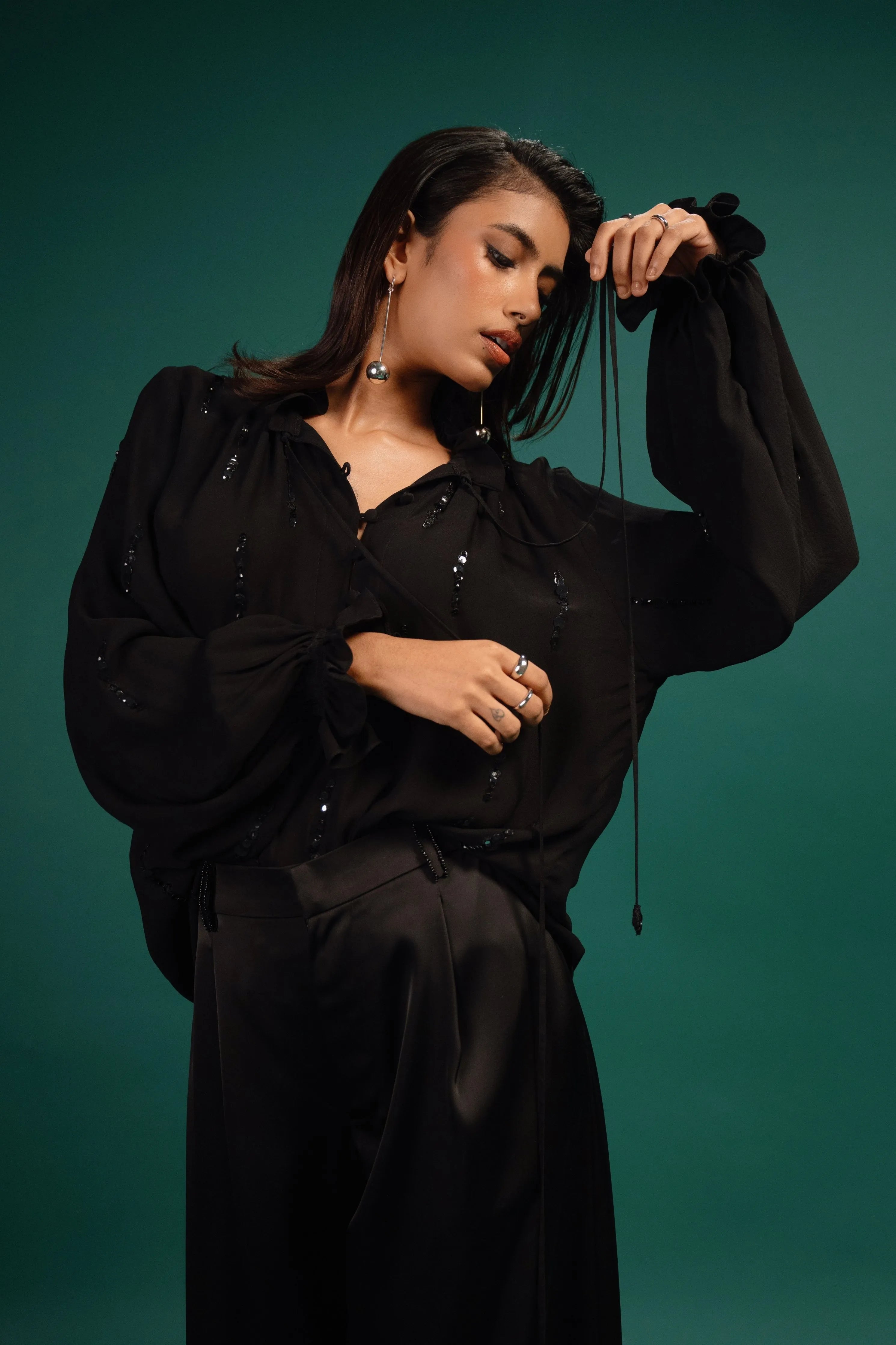 Ebony Flared Satin Pants