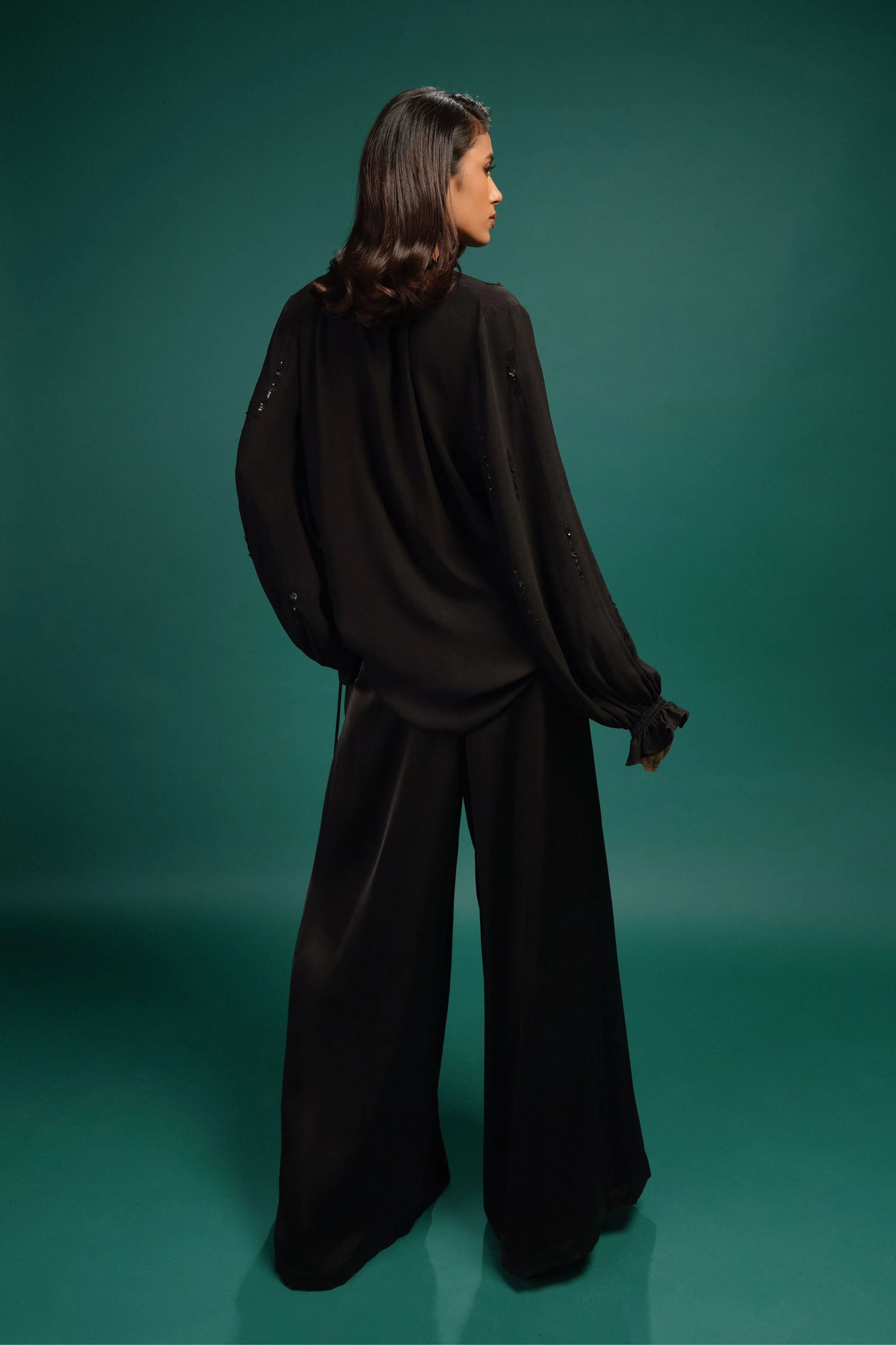 Ebony Flared Satin Pants