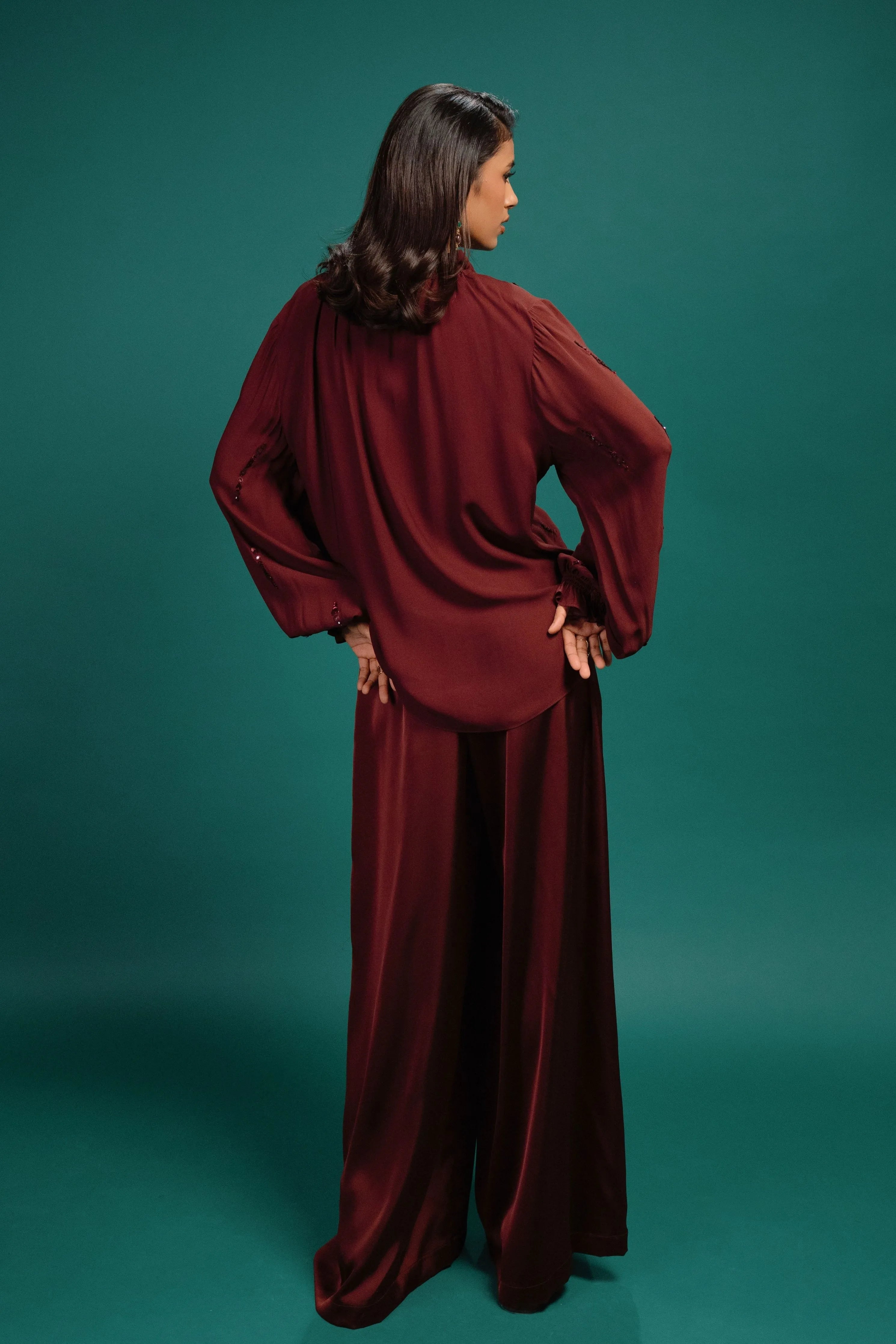 Garnet Flared Satin Pants