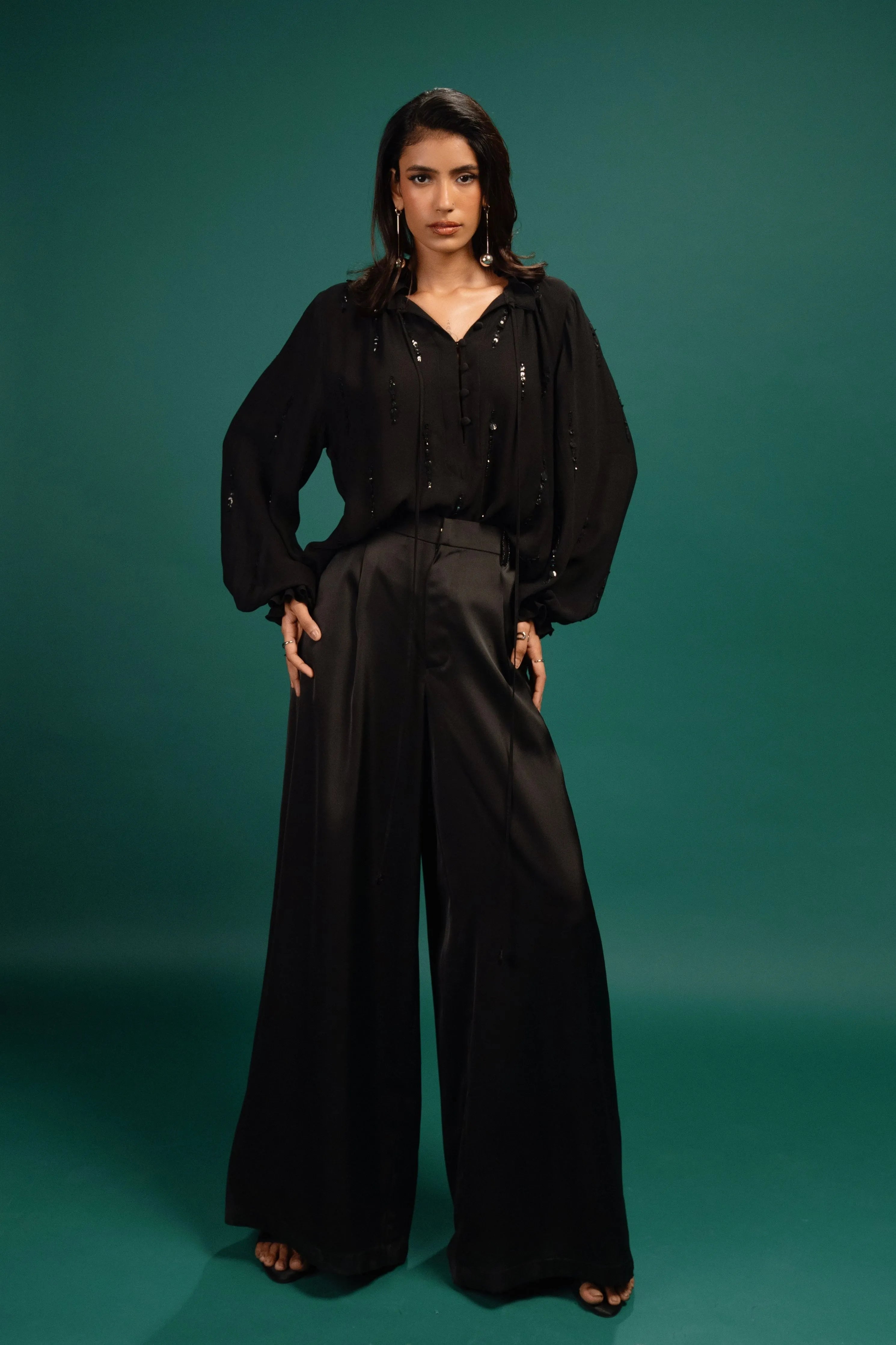 Ebony Sequin Georgette Blouse